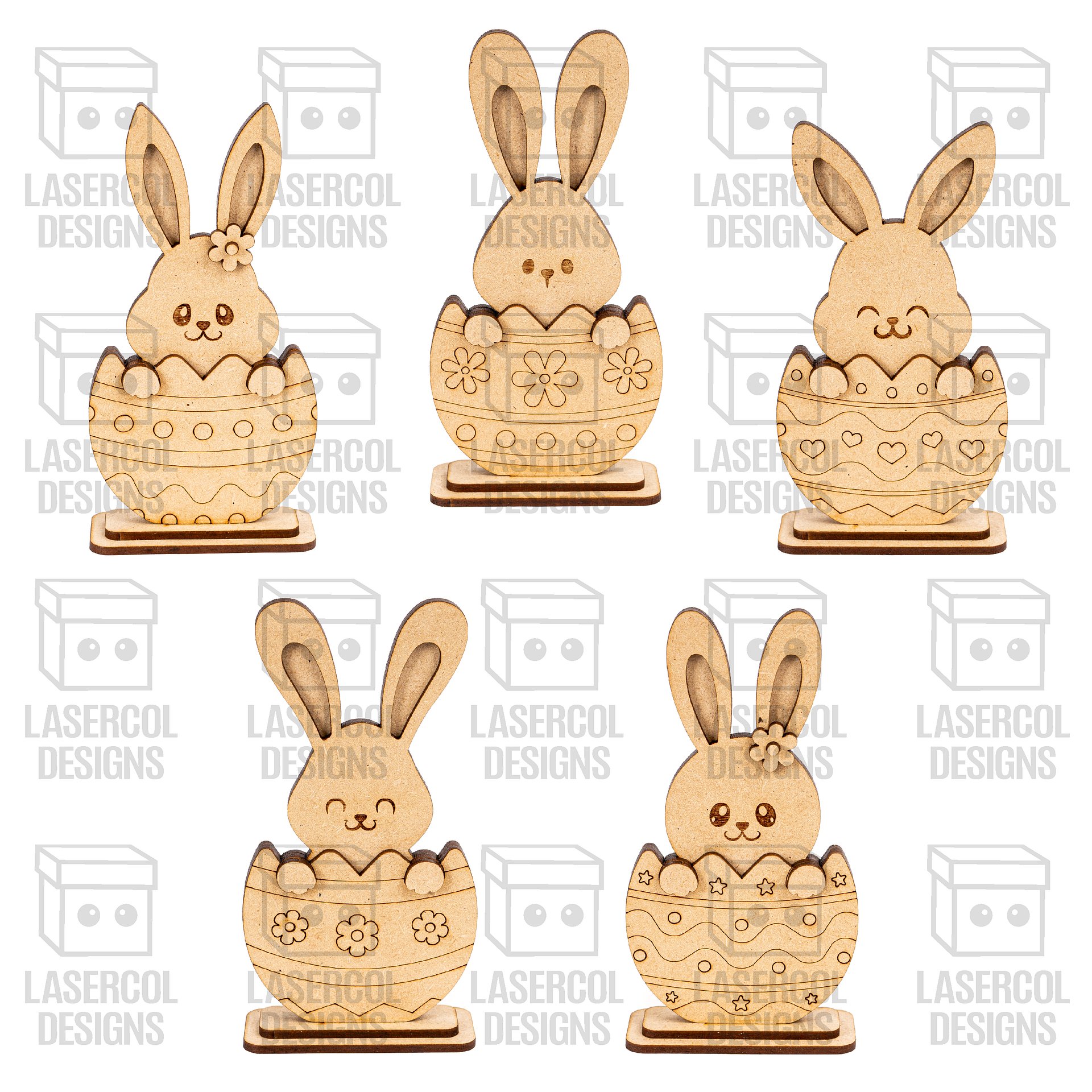 Easter Bunny Eggs Set (2 Sizes, 5 Styles) - Laser Cut Files product image (3)
