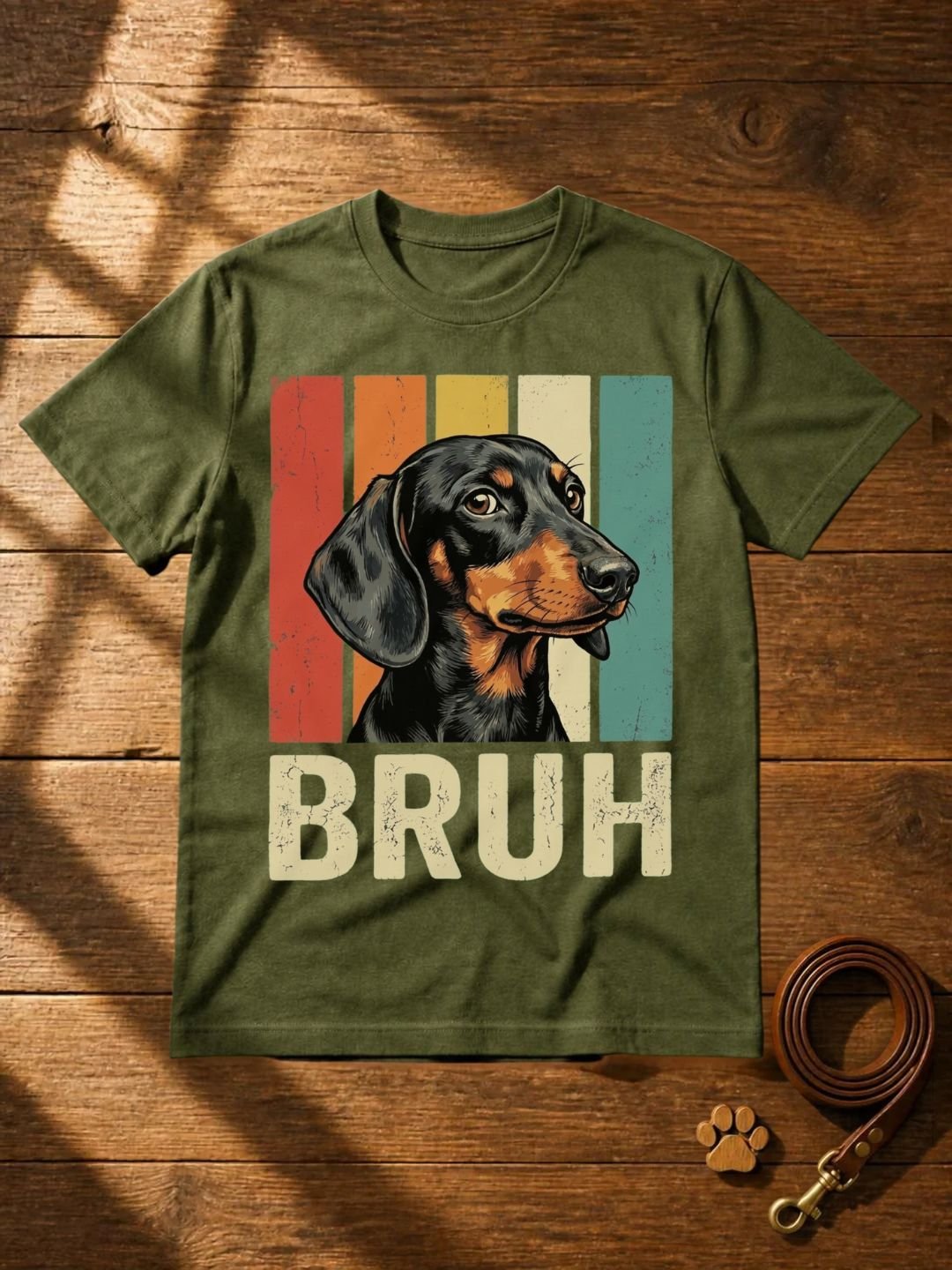 Funny Bruh Dachshund T-Shirt - Vintage Retro Wiener Dog Meme Graphic Tee product image (2)