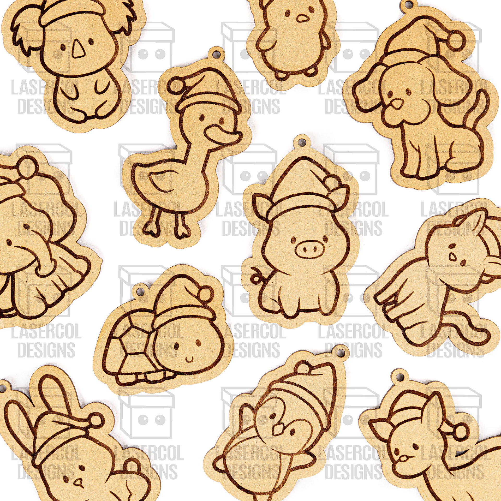 Cute Animals Christmas Ornaments - Laser Cut Files product image (2)