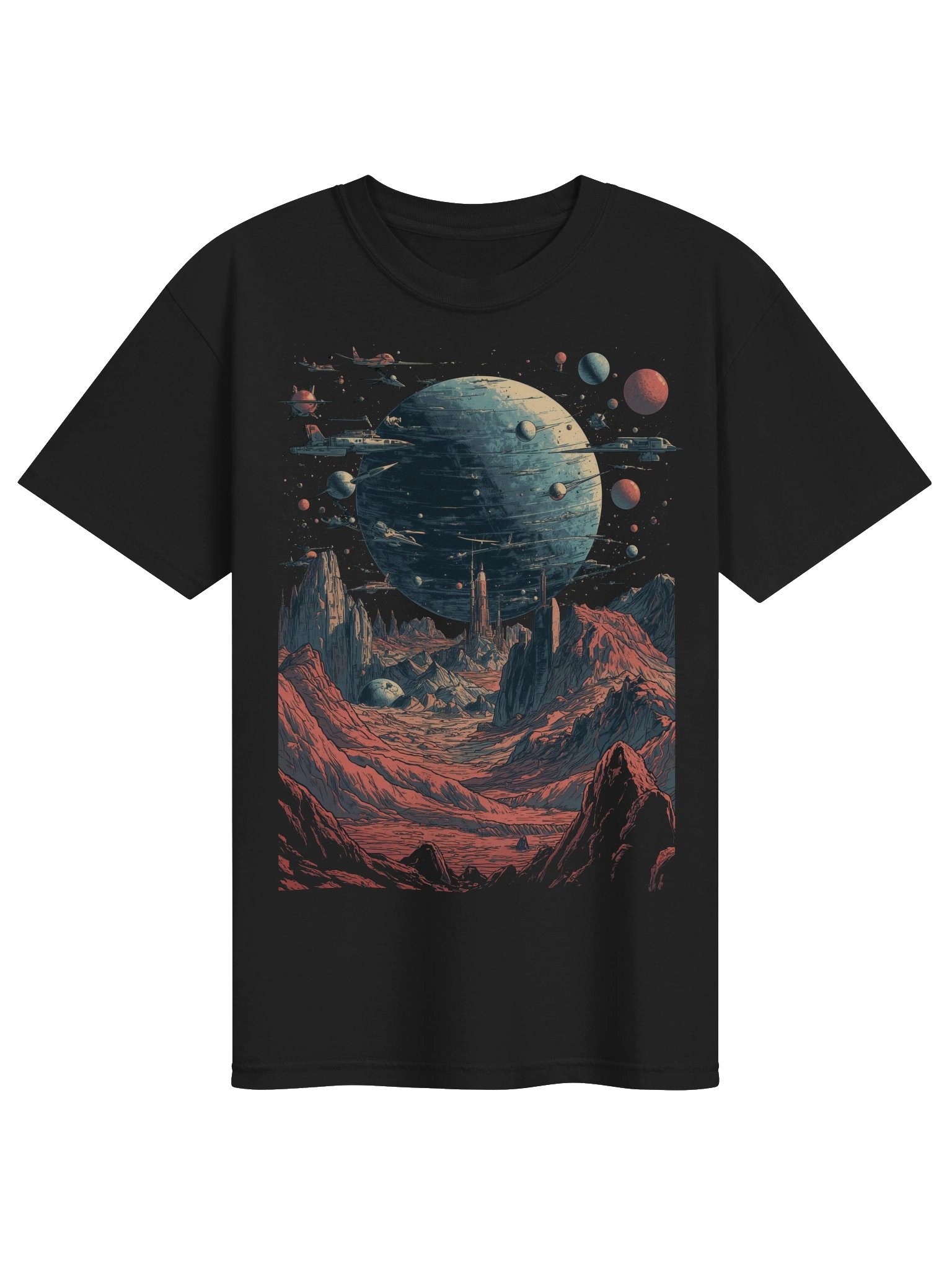 Retro-Futuristic Alien Landscape Heavyweight T-Shirt product image (1)