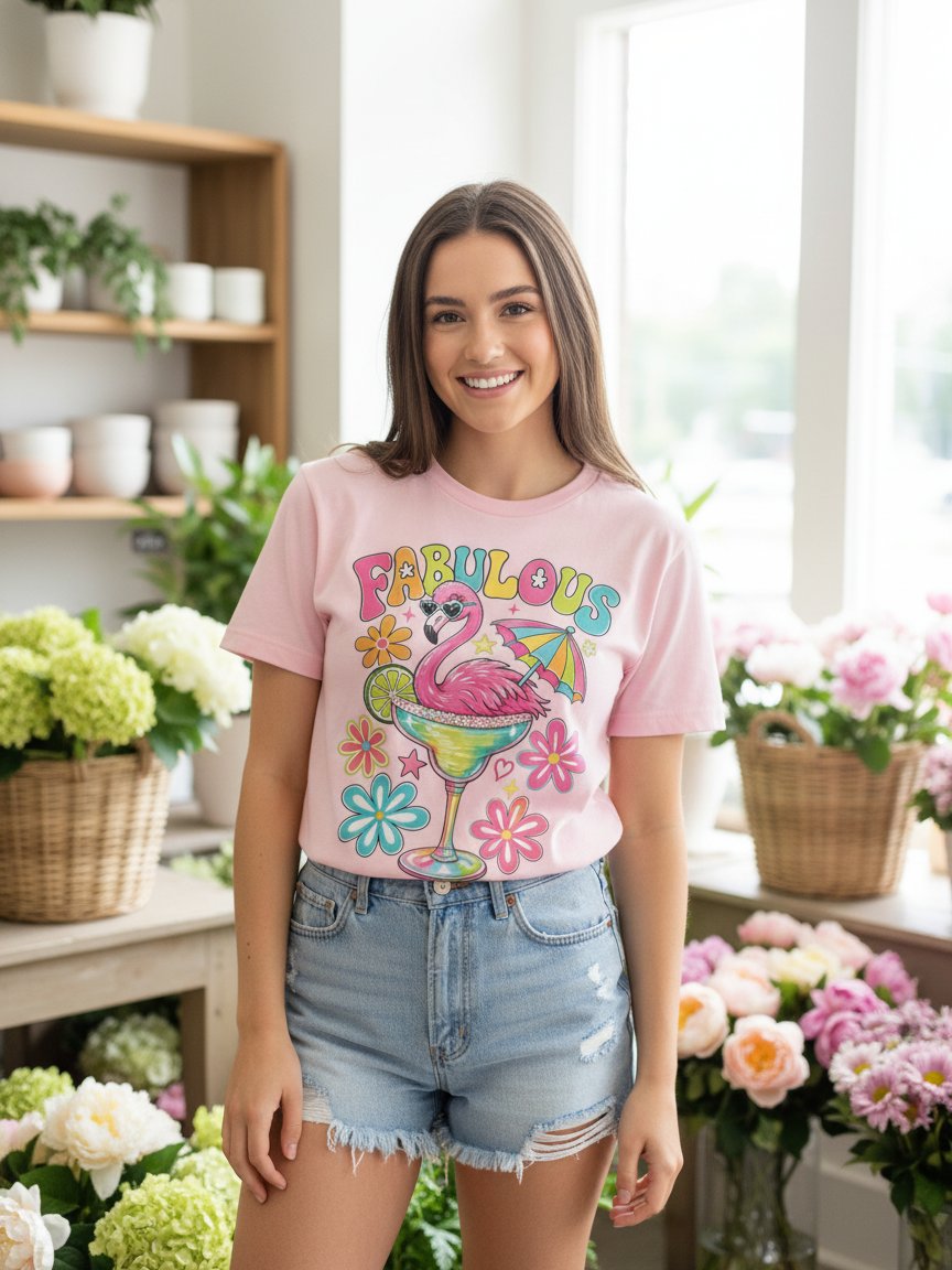 FABULOUS Flamingo Cocktail Tee product image (1)