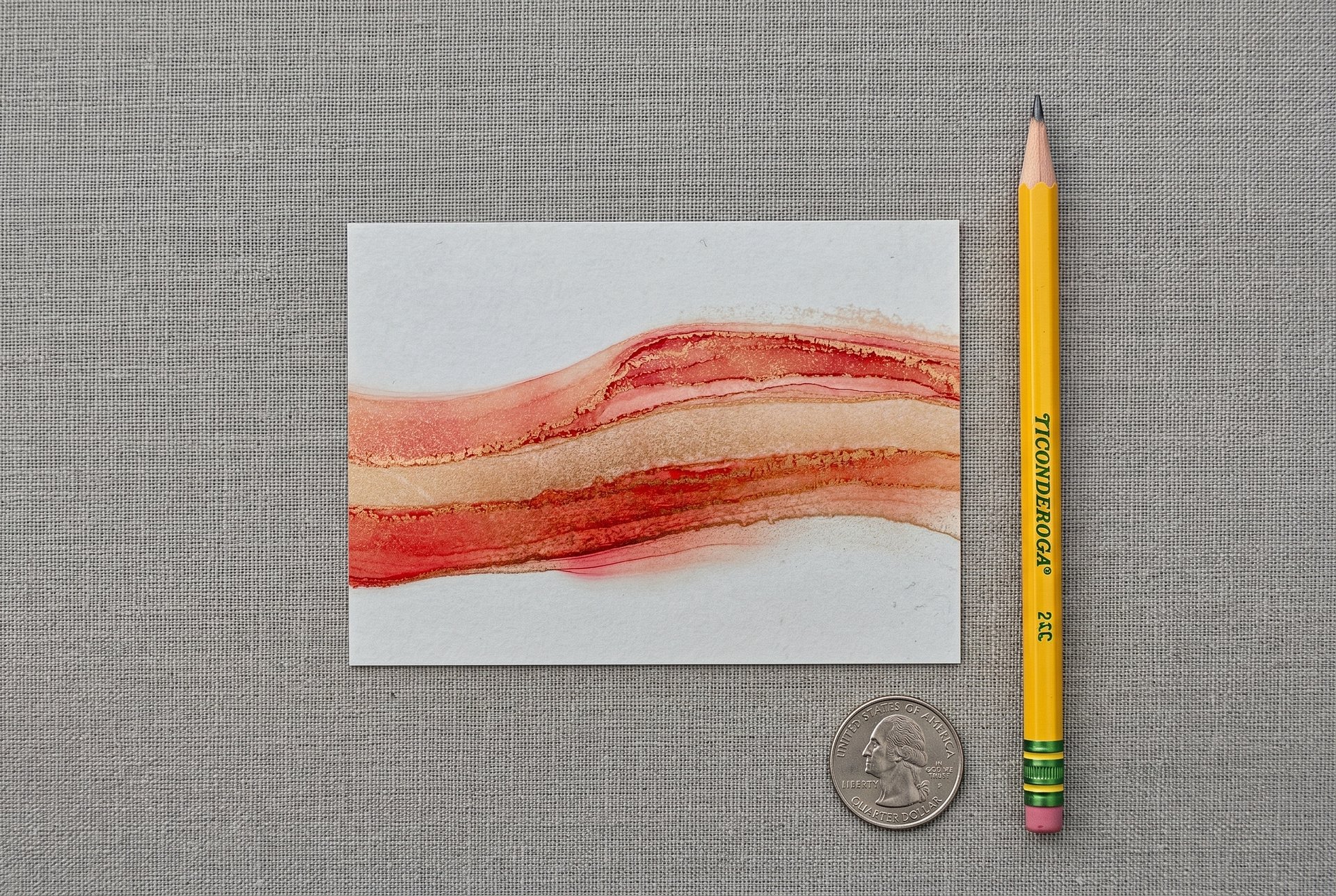 Crimson Flow II | Original ACEO Art Card (2.5" x 3.5") | Miniature Abstract Alcohol Ink Painting | product image (3)