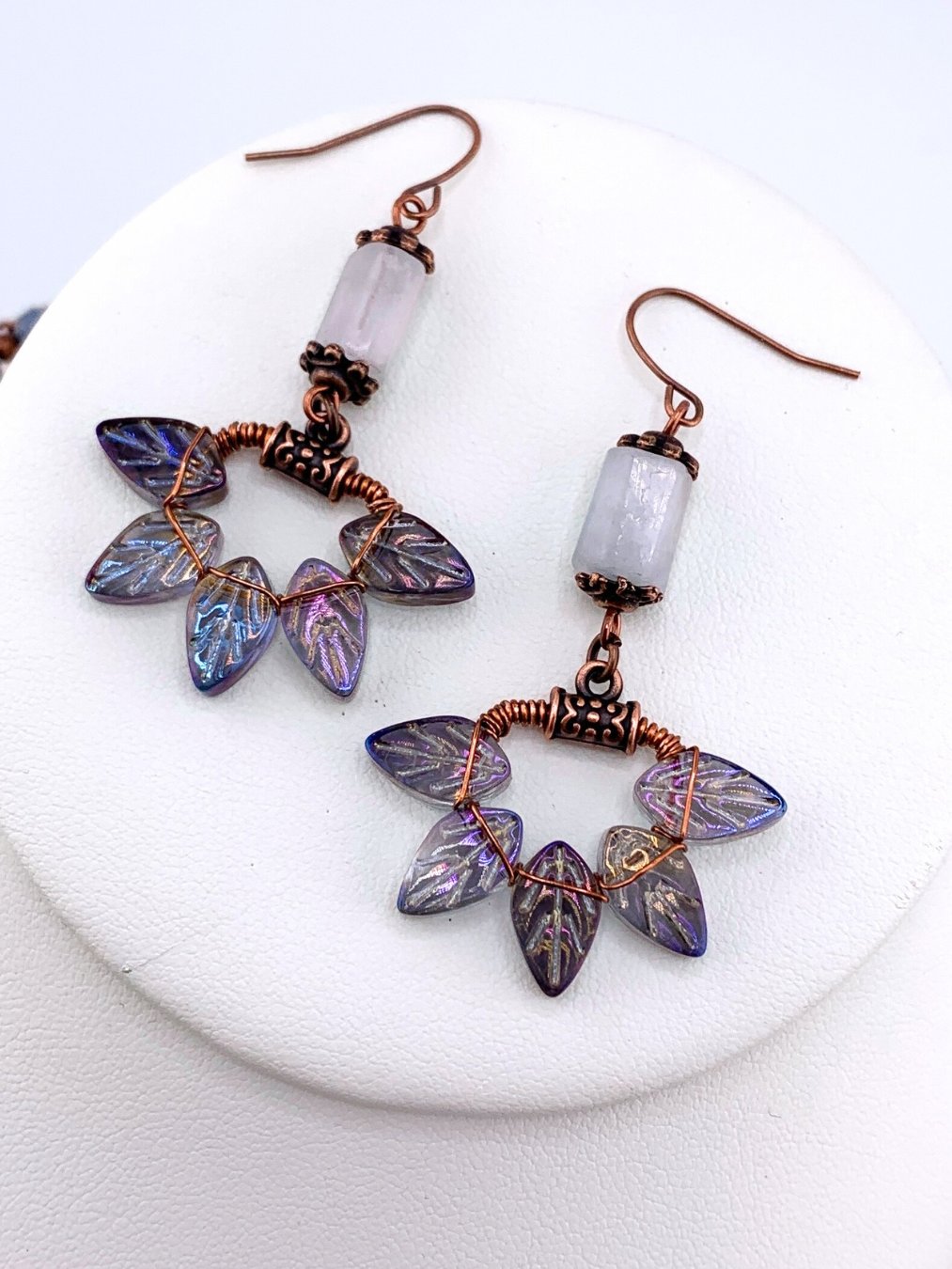 Aquamarine Copper Leaves Necklace and Earrings Set product image (5)