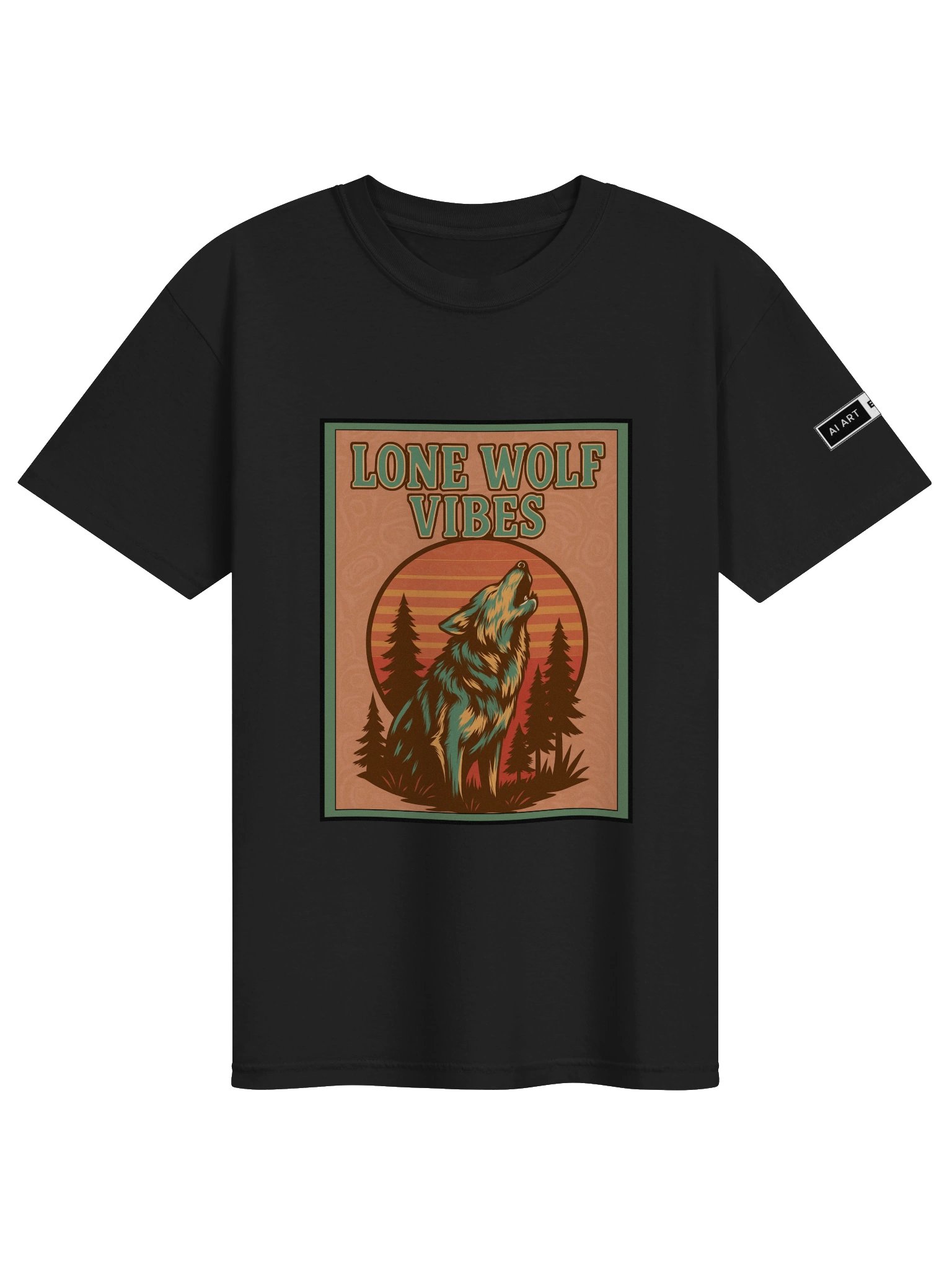 "LONE WOLF VIBES" 100% cotton T-shirt product image (1)