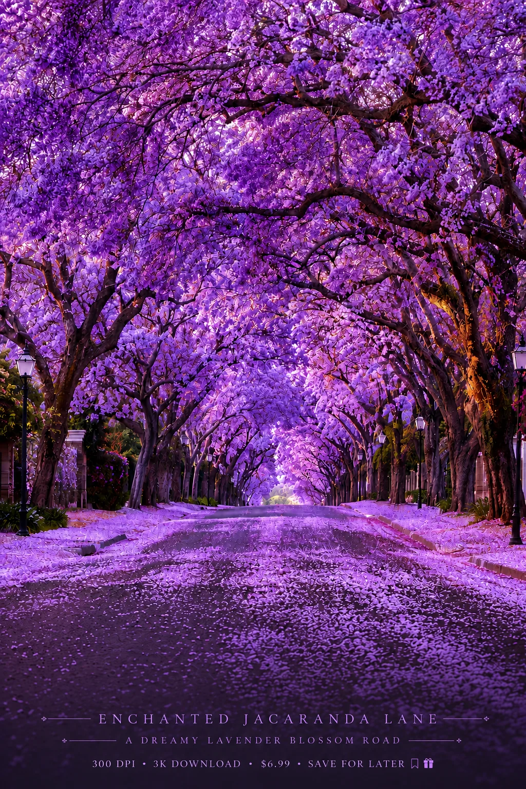 Enchanted Jacaranda Lane Lavender Blossom Road Romantic Purple Tree Canopy Wall product image (1)