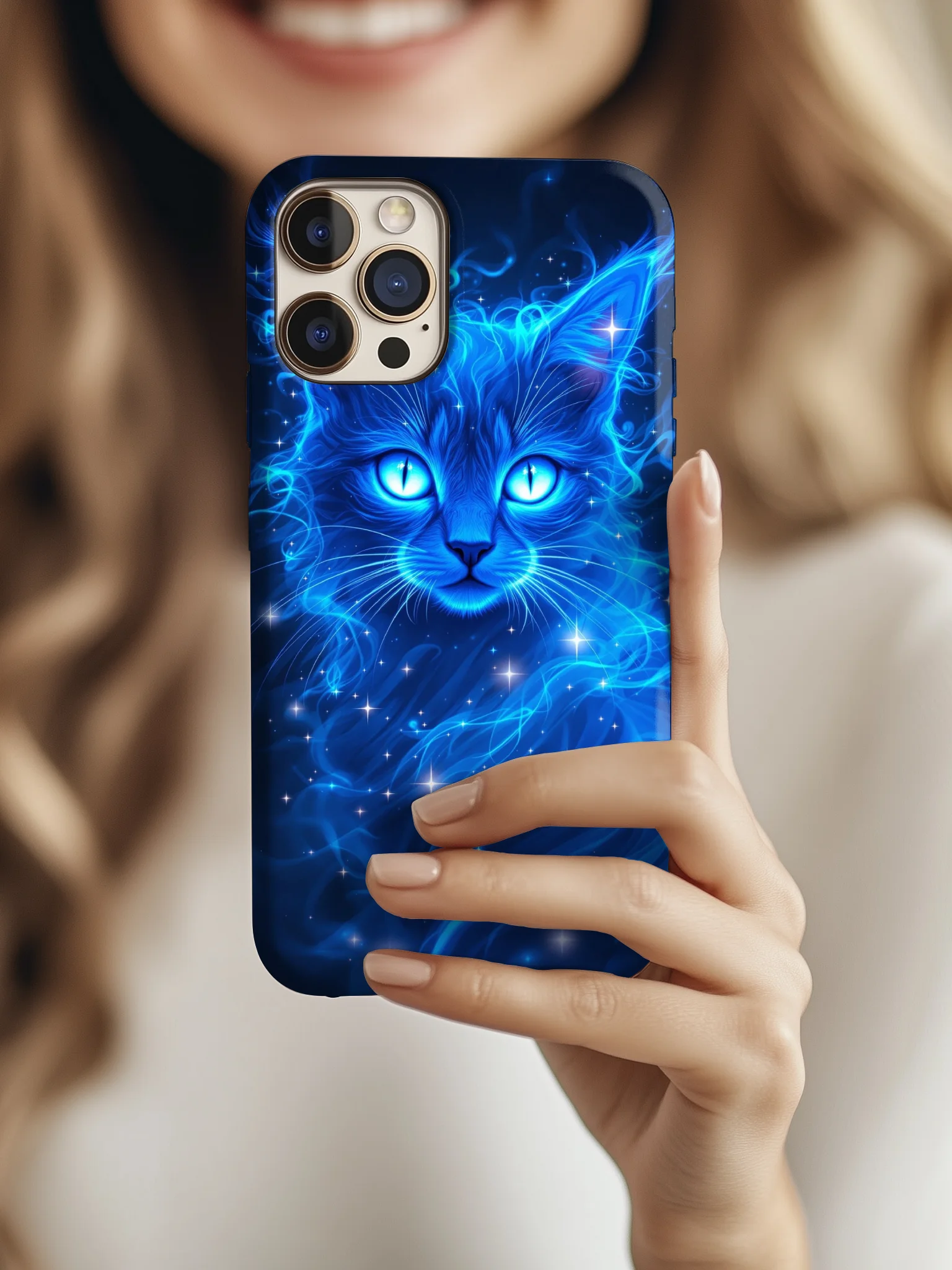 Ethereal Blue Cat MagSafe® iPhone Case product image (29)