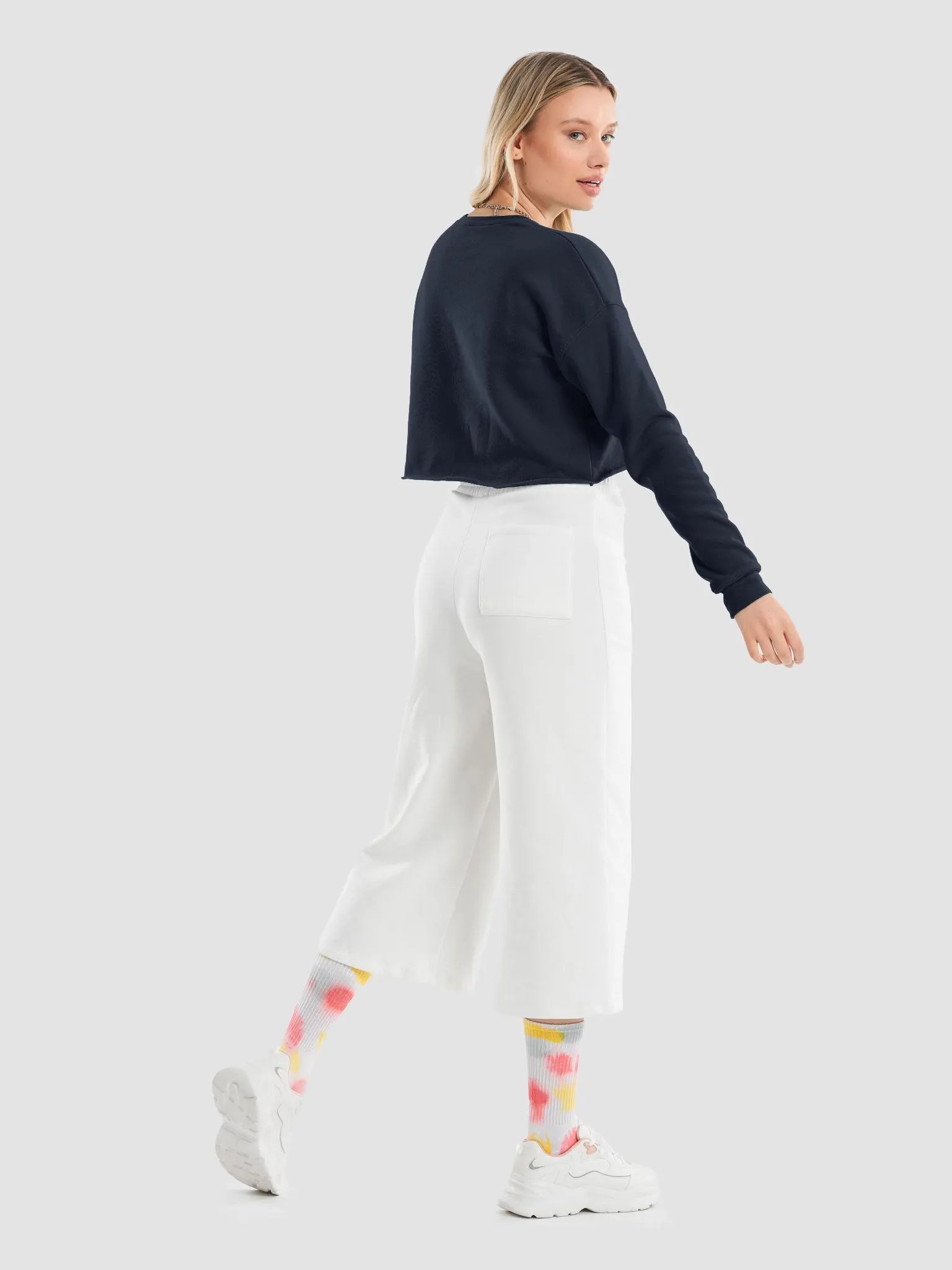 CozyAvocado Women's Navy Fleece Crop Sweatshirt Strawberry #1 product image (11)