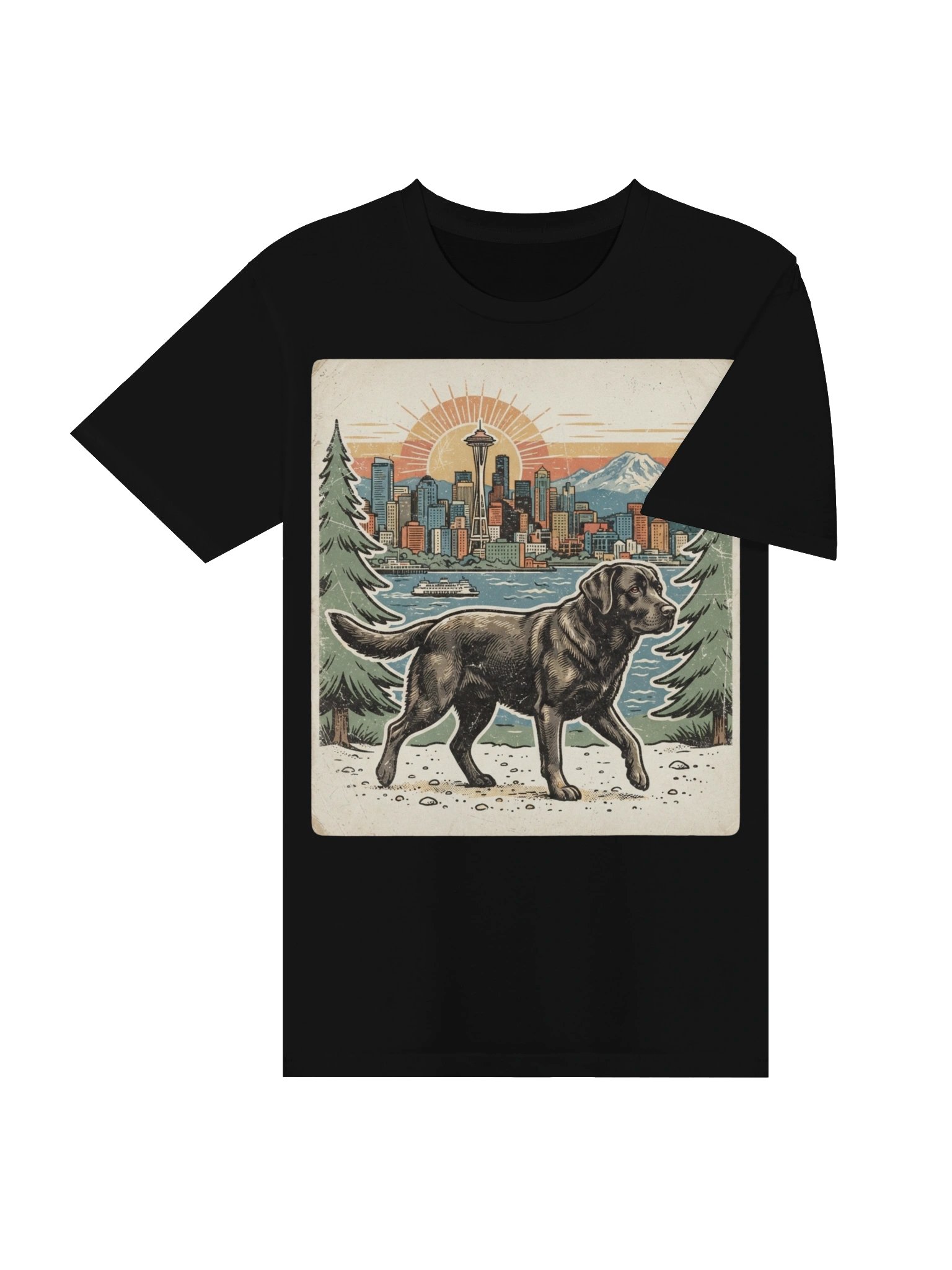 Vintage Black Labrador Seattle Graphic T-Shirt product image (5)