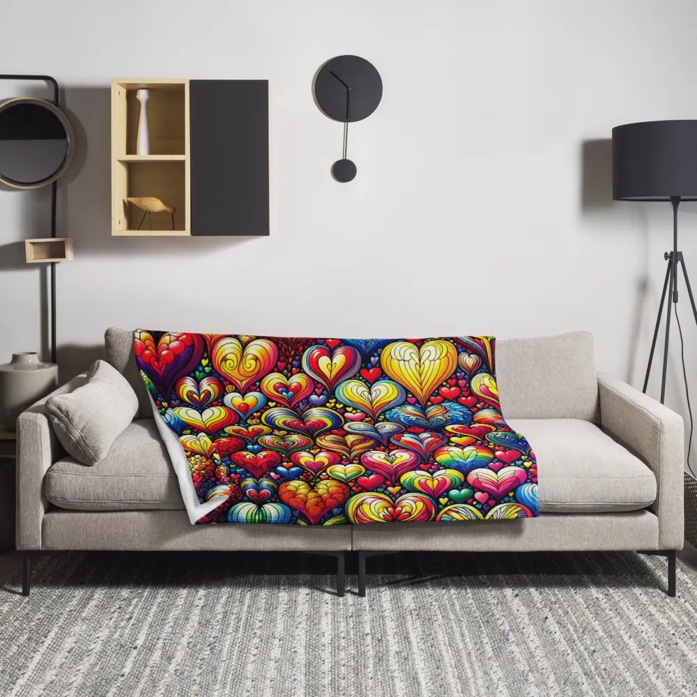 Vibrant Technicolor Hearts Throw Blanket product image (6)