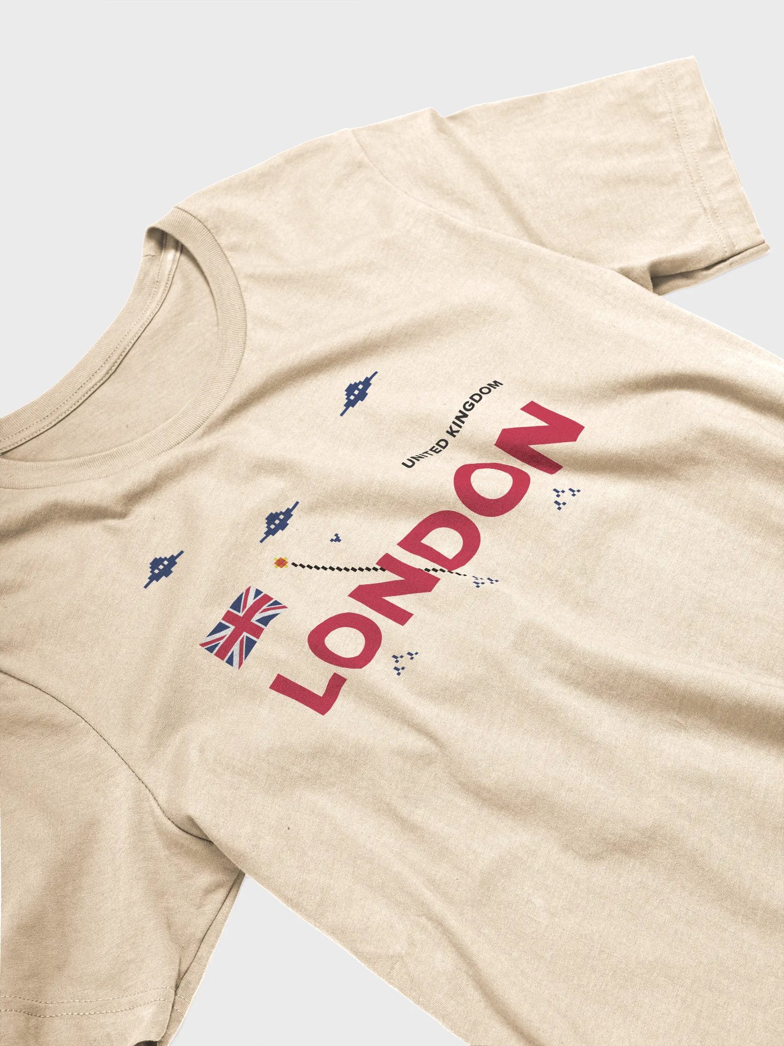 London T-Shirt - Retro 8-Bit UFO Invasion Graphic Tee with Union Jack Flag product image (2)