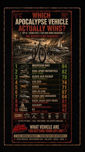 When the grid goes down and the gas stations stop pumping, what are you betting your life on?

We scored 10 apocalypse vehicl...