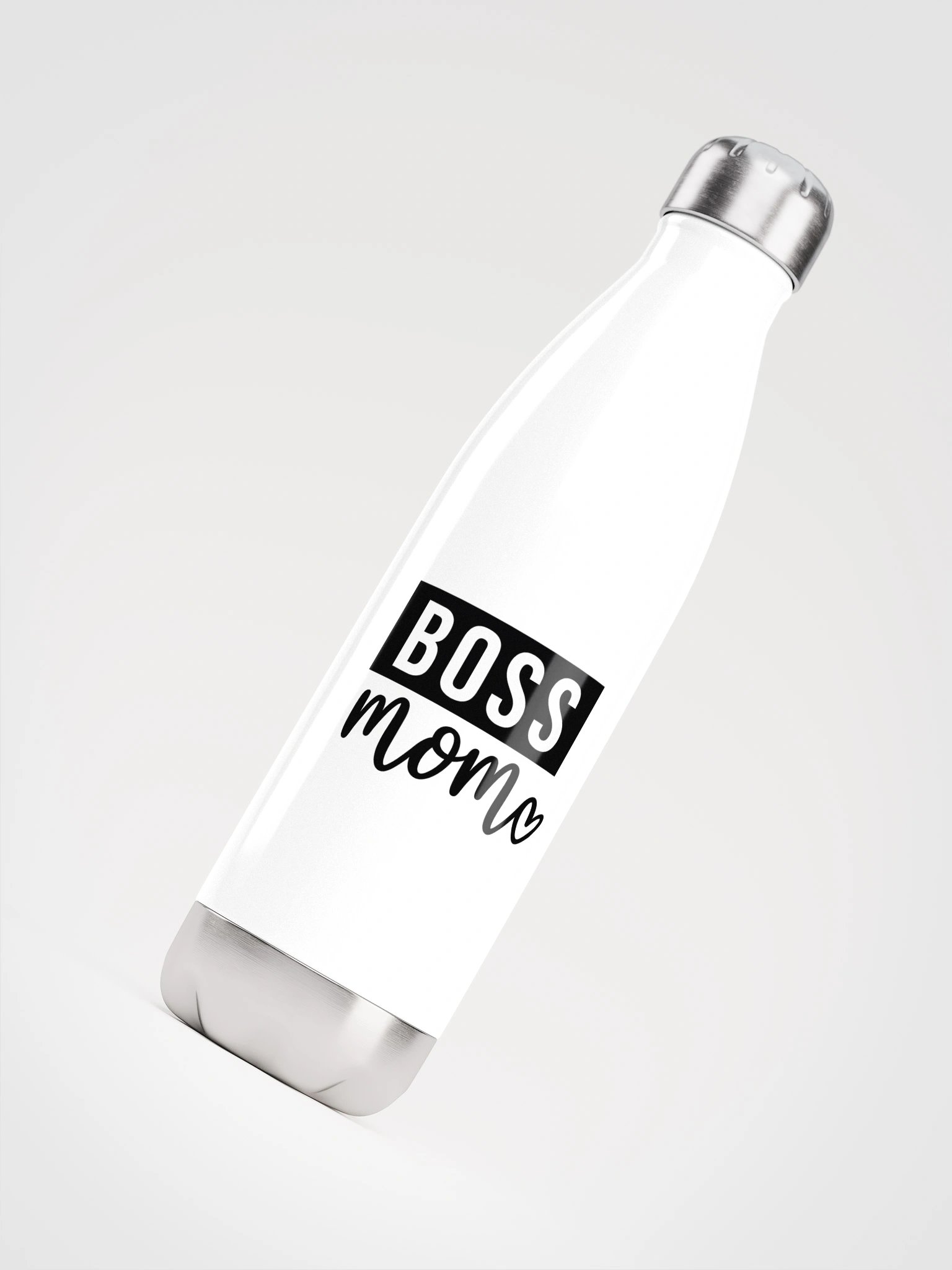Boss Mom Water Bottle – Sleek Hydration with Bold Black Typography & Heart Detail product image (4)