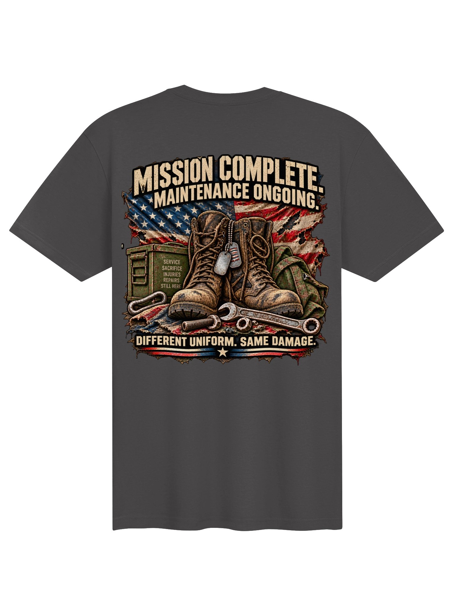 Funny Veteran Shirt — Mission Complete, Maintenance Ongoing | Broken Formation™ product image (3)