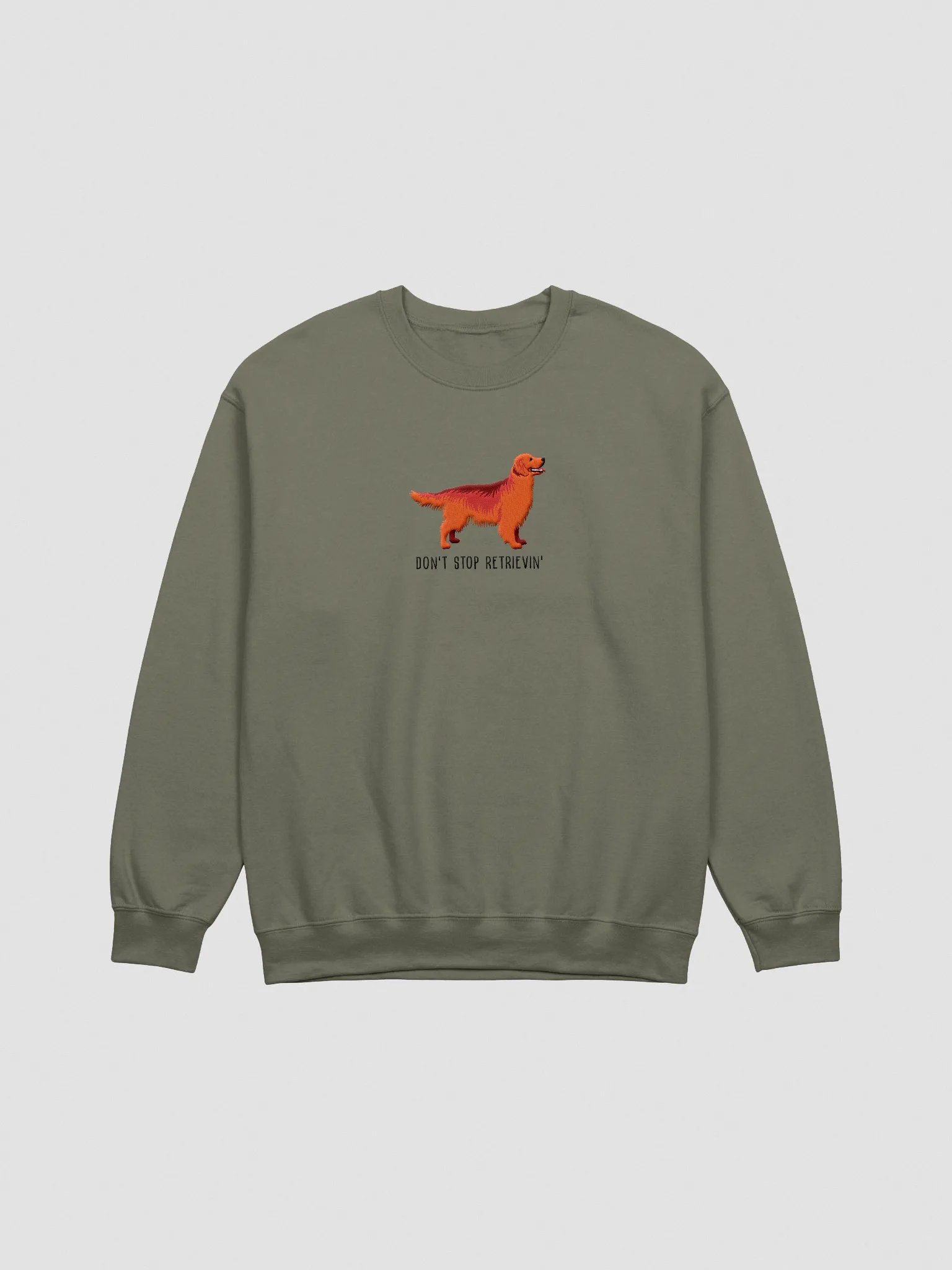 Don't Stop Retrievin' Sweatshirt (Embroidered) of a Golden Retriever(Red) product image (3)