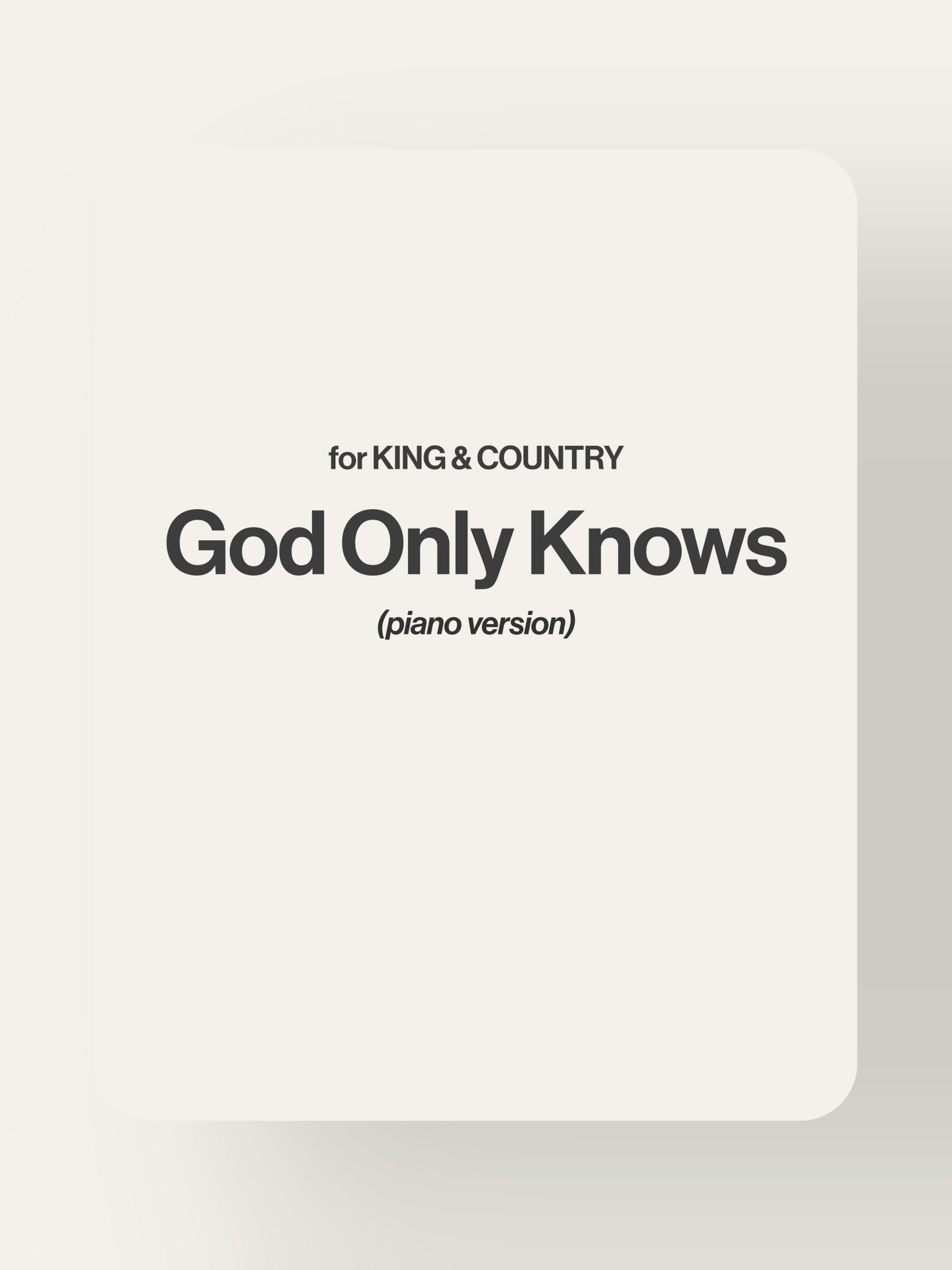 God Only Knows - for KING & COUNTRY product image (1)