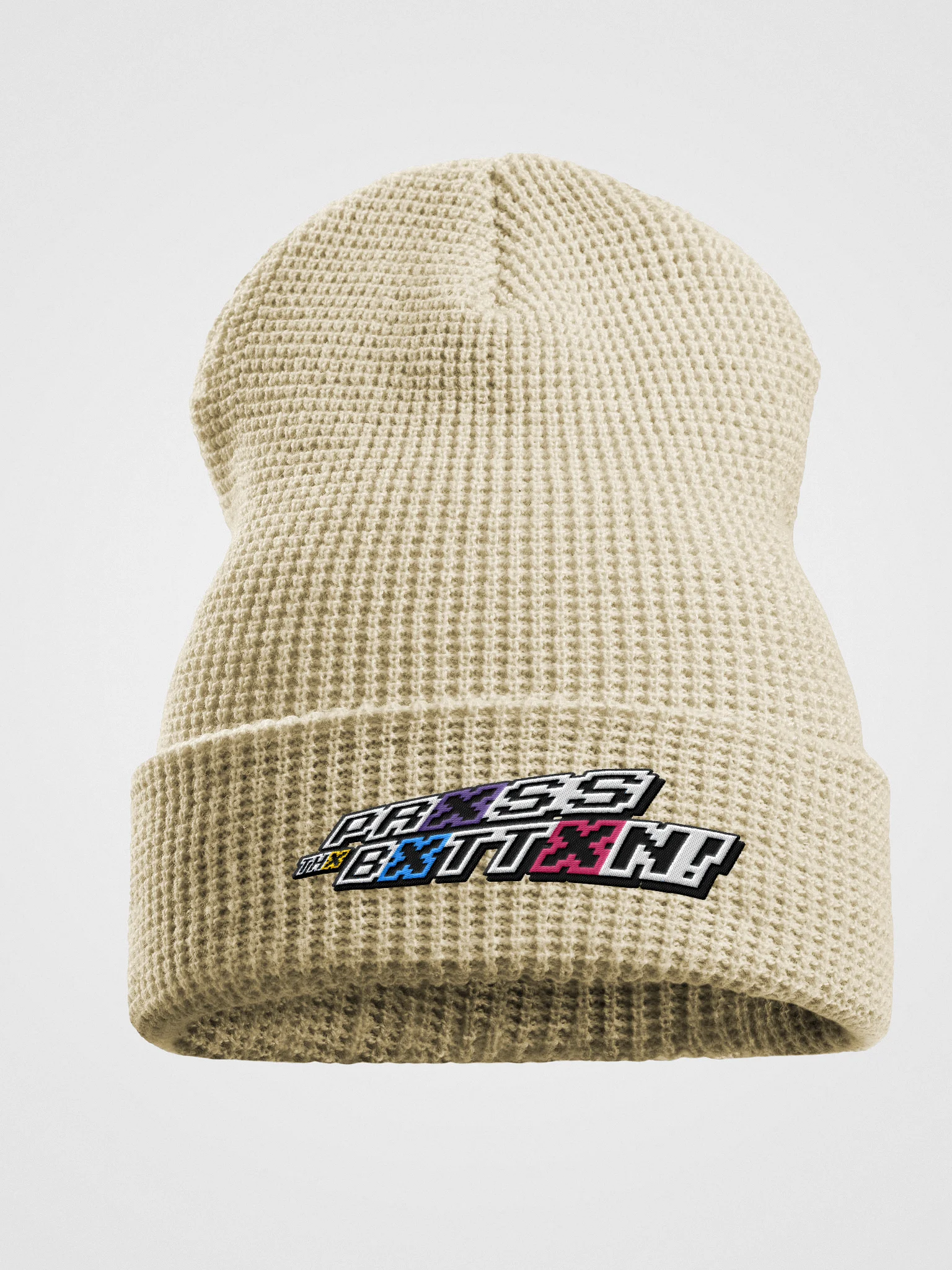 Prxss Thx Bxttxn! Logo Waffle Beanie product image (1)