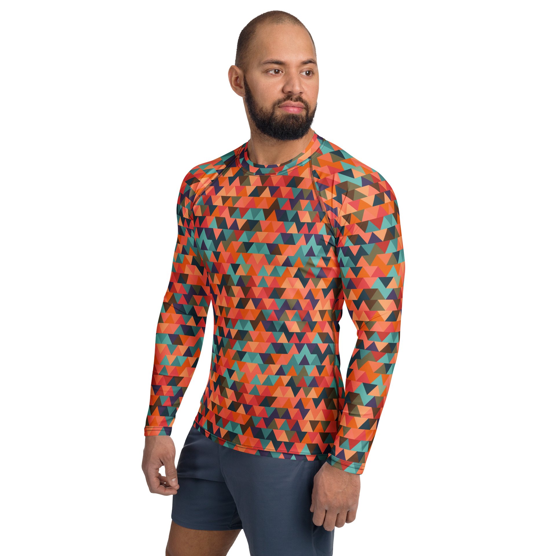 Colorful Geometric Triangles Men's Rash Guard product image (3)