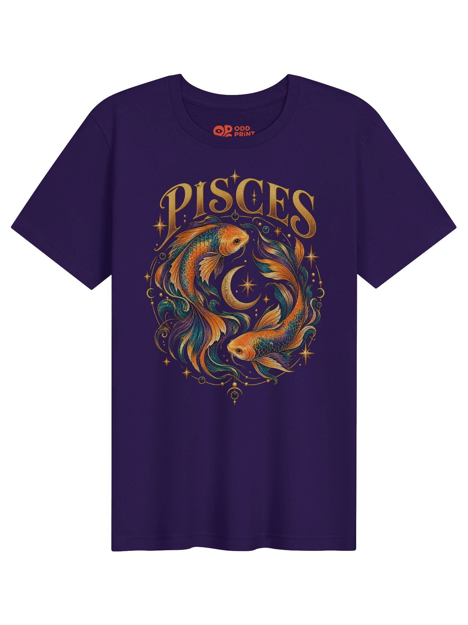 Pisces Zodiac T-Shirt With Flowing Celestial Fish Art product image (4)
