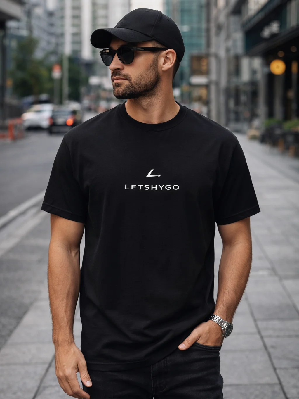 Ring spun LETSHYGO Arrow Line T-shirt product image (1)