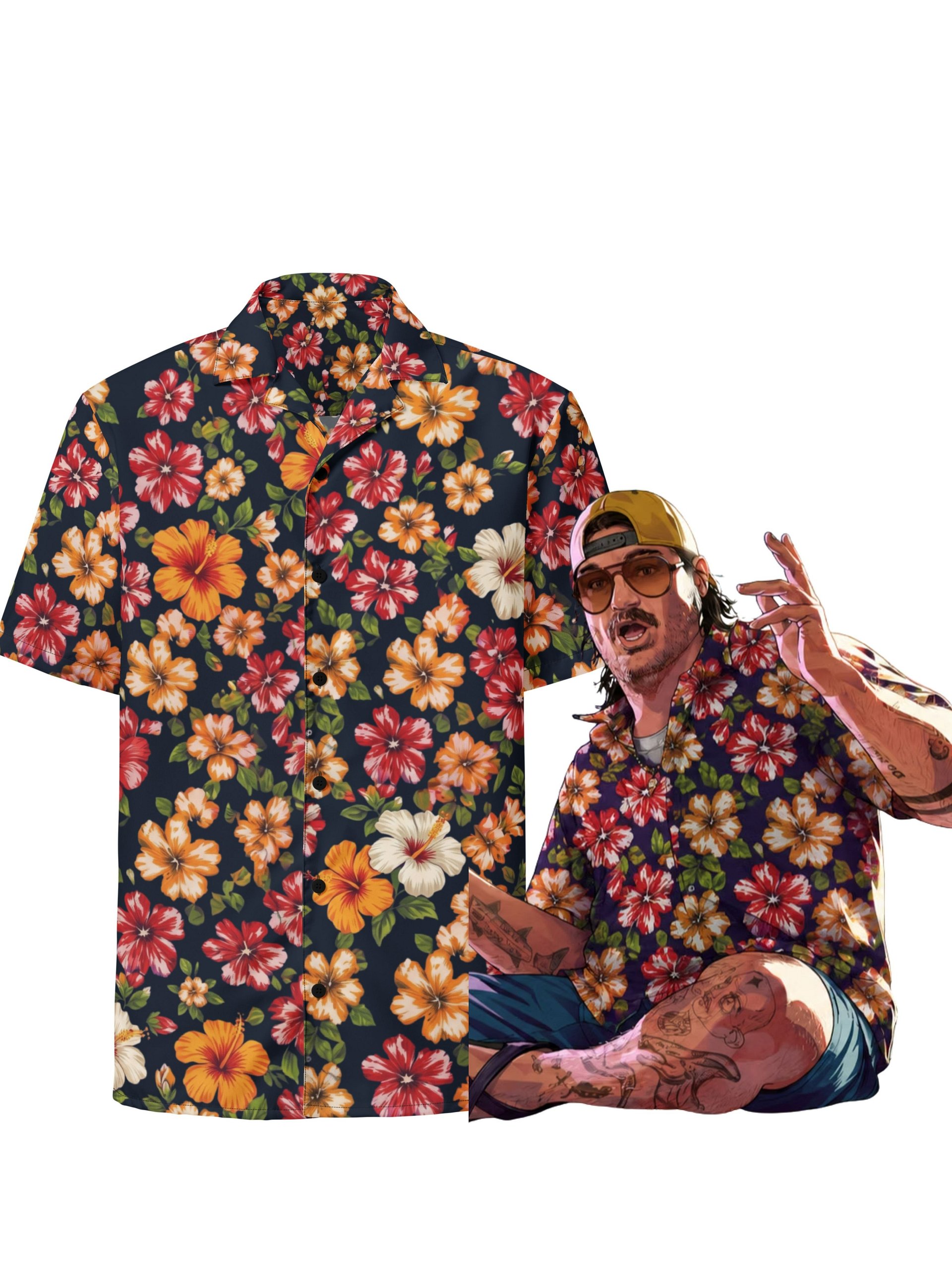 GTA 6 Cal Hampton Purple Floral Hawaiian Shirt product image (1)