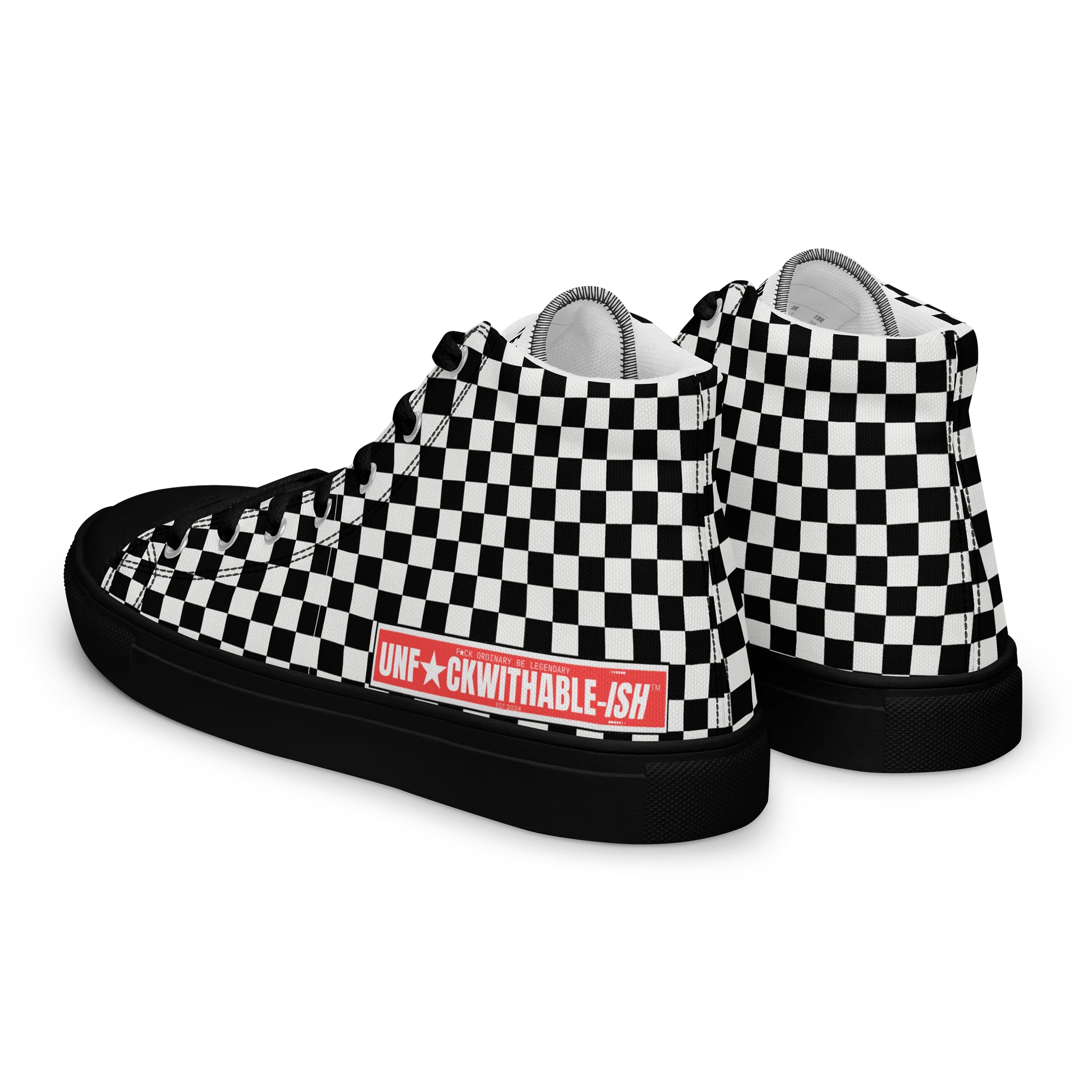 UNF★CKWITHABLE-ISH™ Women's Look-a-Like Chuck Taylor Hand-made Canvas Streetwear Shoes Checkered product image (5)