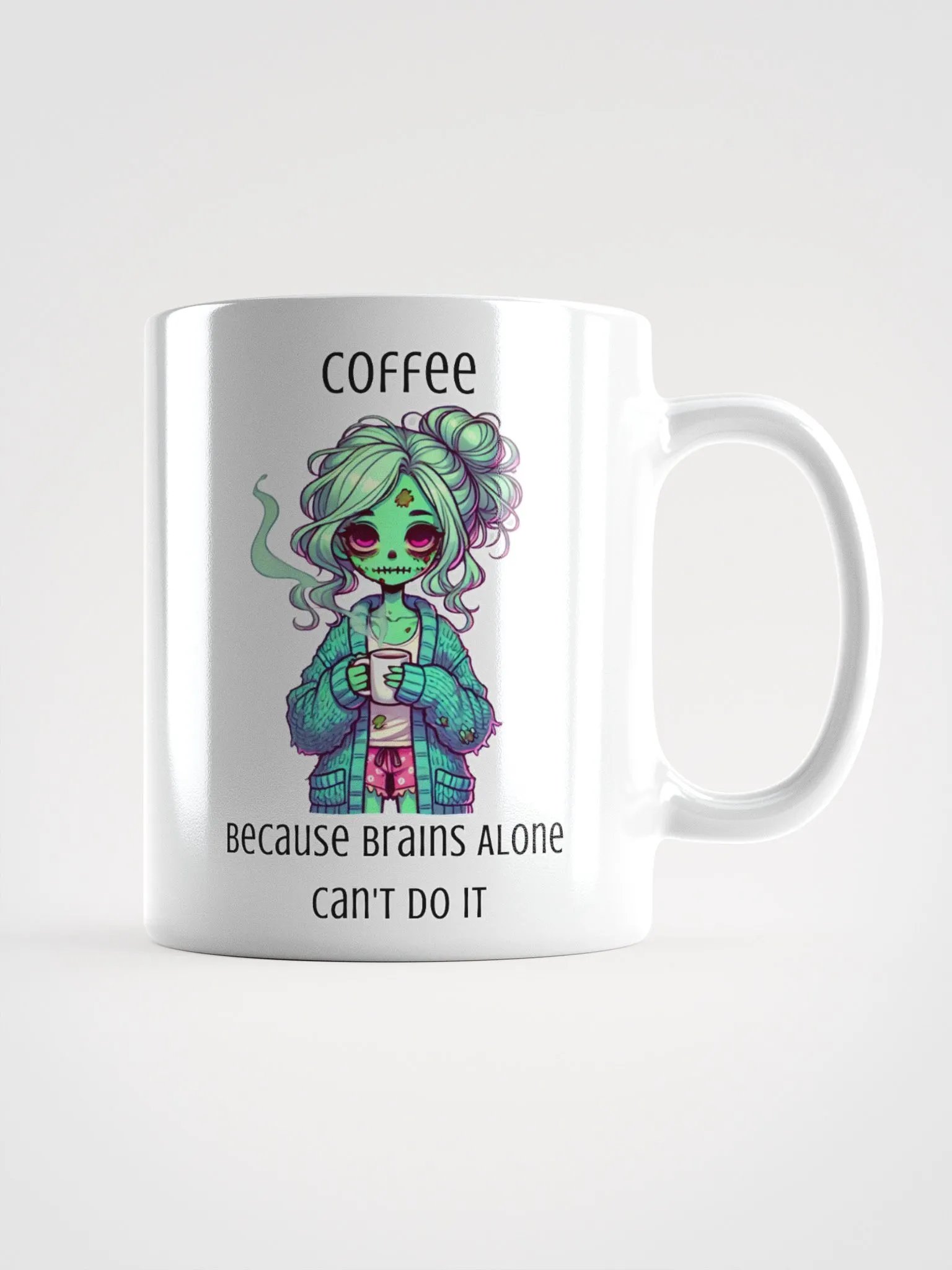 "Coffee, Because Brains Alone Can't Do It" Zombie Mom Coffee Mug product image (3)