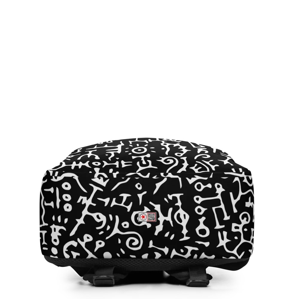 "Signs" Pattern in Black and White, All Over Backpack Design product image (4)