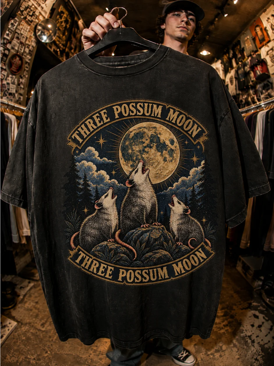 Three Possum Moon — Vintage Howling Possum Graphic Tee product image (1)