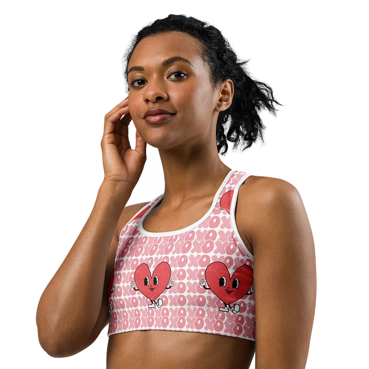Retro XOXO Hearts All-Over Print Sports Bra product image (2)