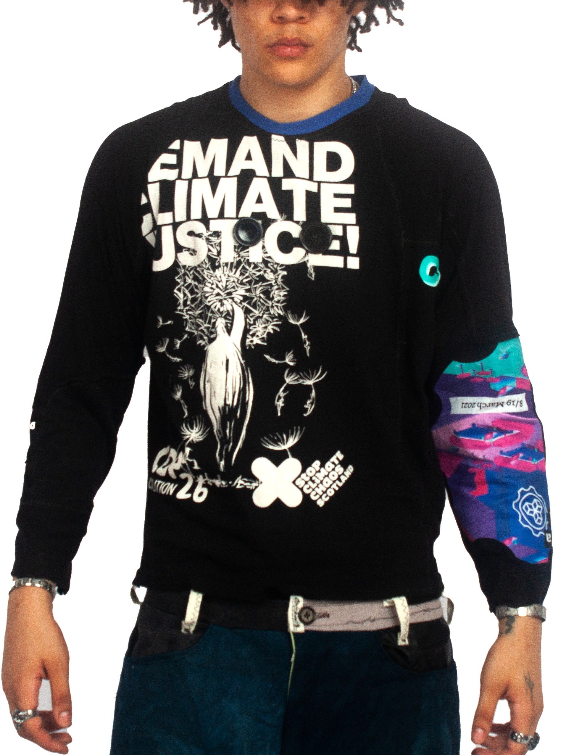 RAGLAN LONG SLEEVE TEE - 2 BUTTON - BLACK product image (1)