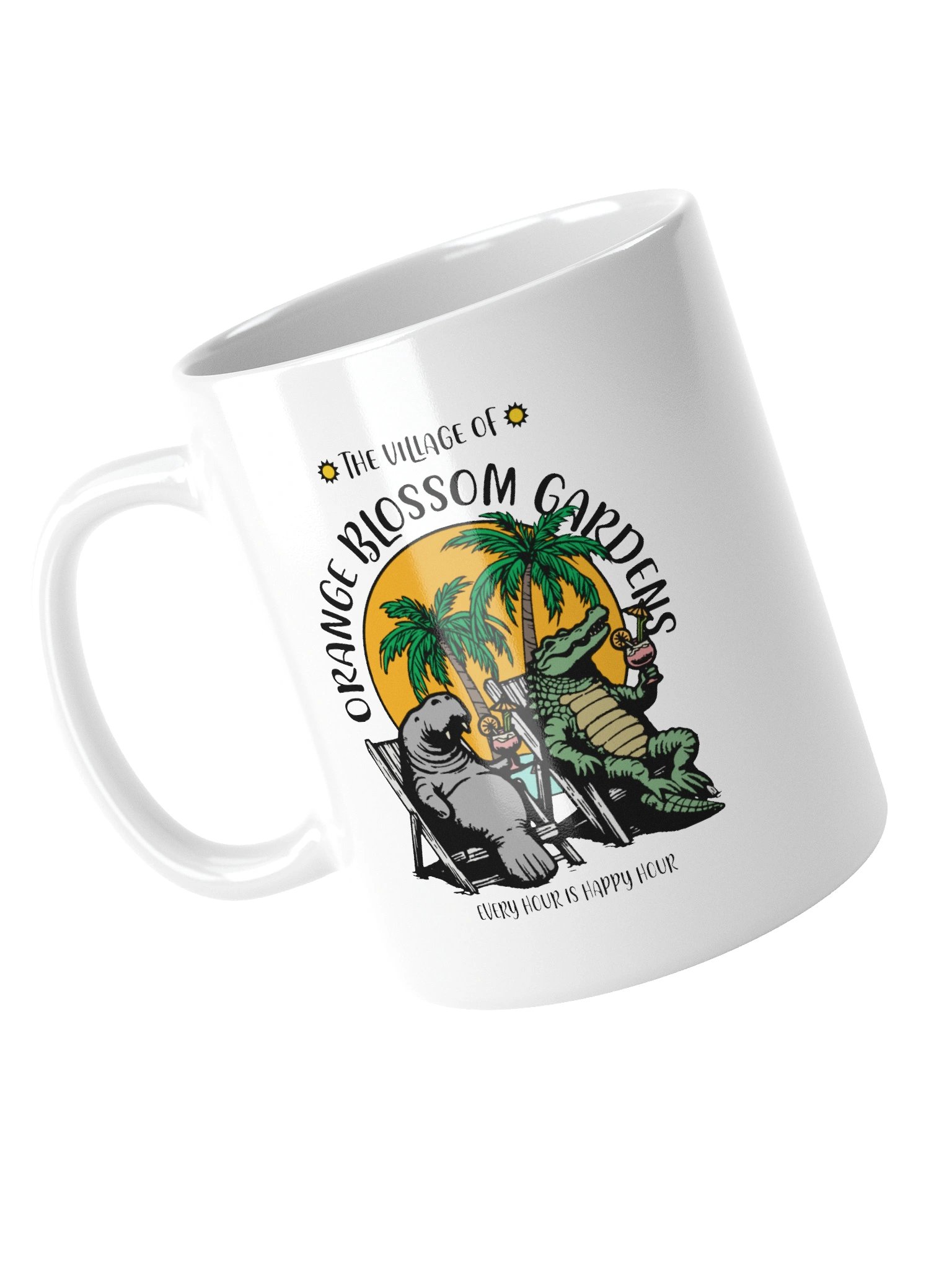 The Village of Orange Blossom Gardens TV Florida USA Fun Manatee Alligator Design Coffee Mug product image (10)
