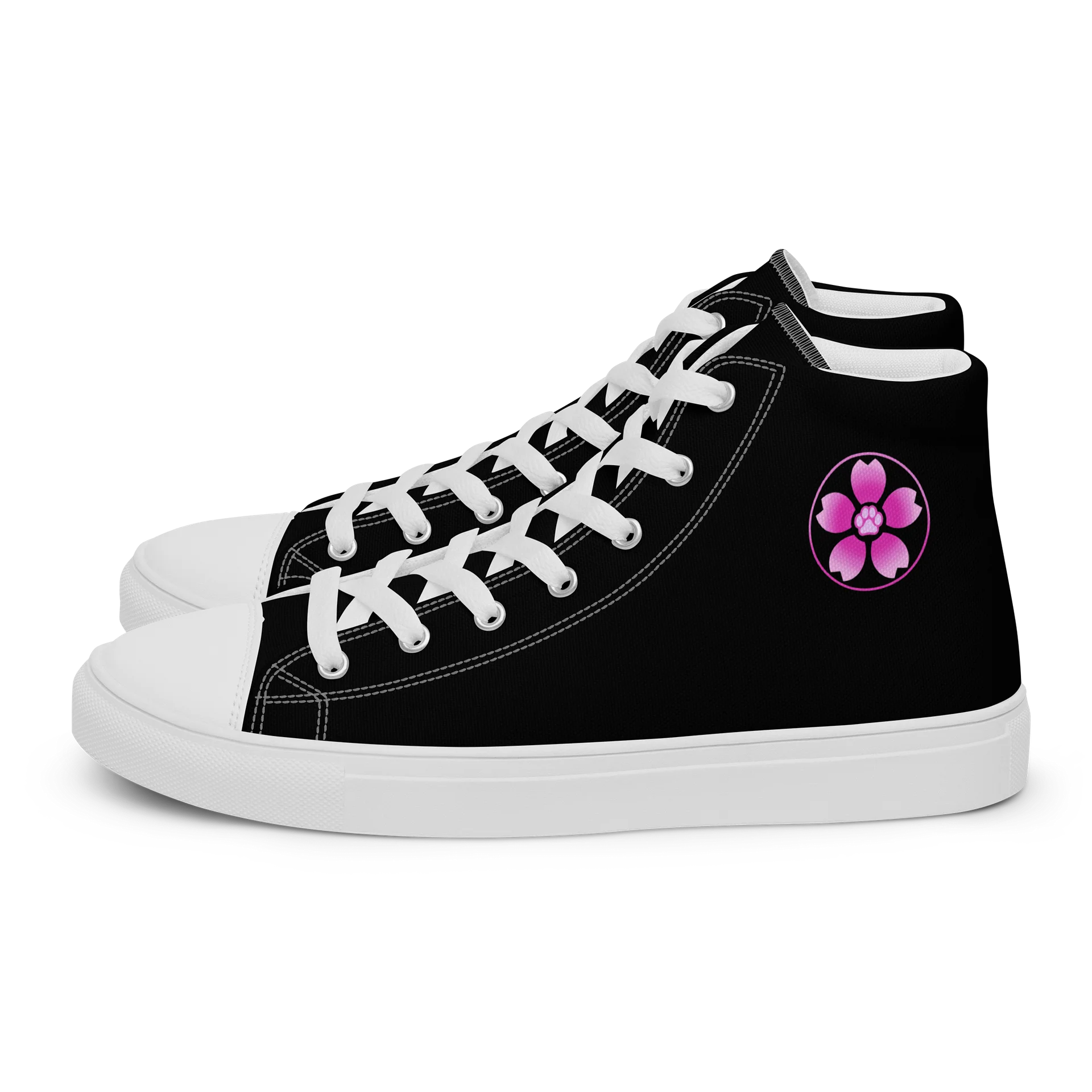 Moo Cherry Pawsom Logo Women's High-Canvas Shoes (Black) product image (2)