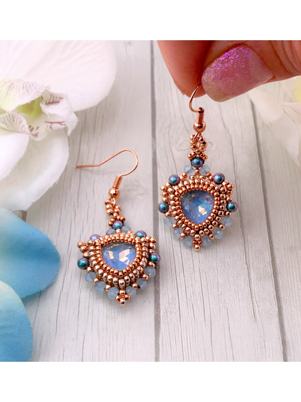 Beading Pattern - Trillion Glow Crystal Earrings product image (2)