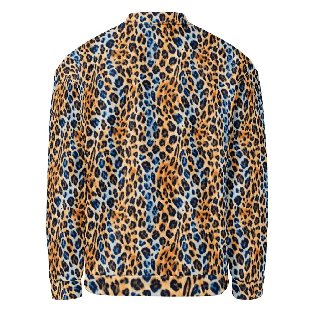 Blue Brown Leopard Bomber Jacket product image (2)