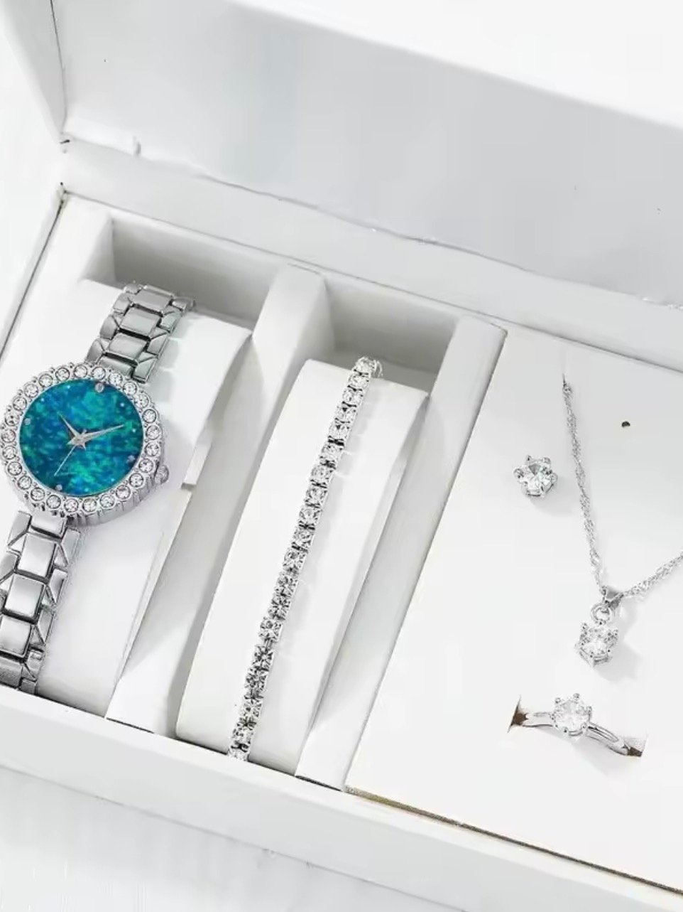 6pcs Watches Set Women Cubic Zircon Decor Quartz Watch Fashion Elegant Wristwatch For Girl Ladies Clock (box not included) product image (1)