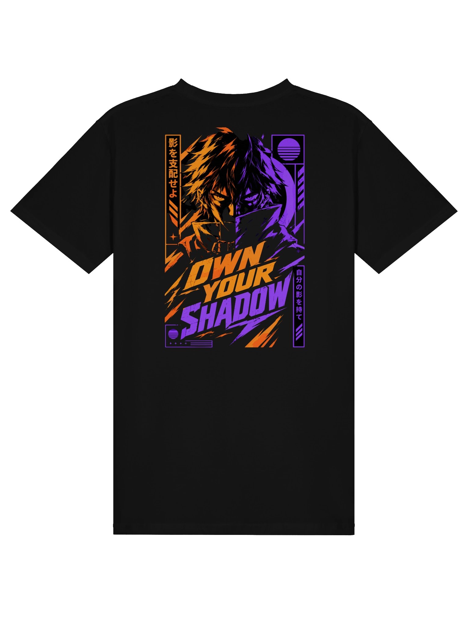 Own Your Shadow Cyberpunk Anime T-Shirt | Split Face Techwear Back Print Tee product image (1)