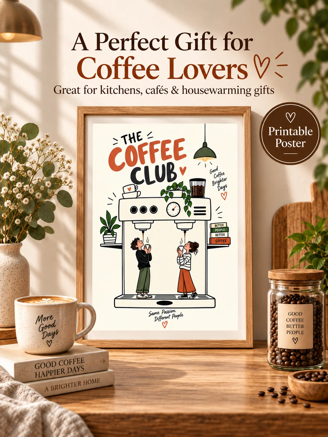 Coffee Club Wall Art, Retro Coffee Poster, Kitchen Coffee Bar Decor product image (8)