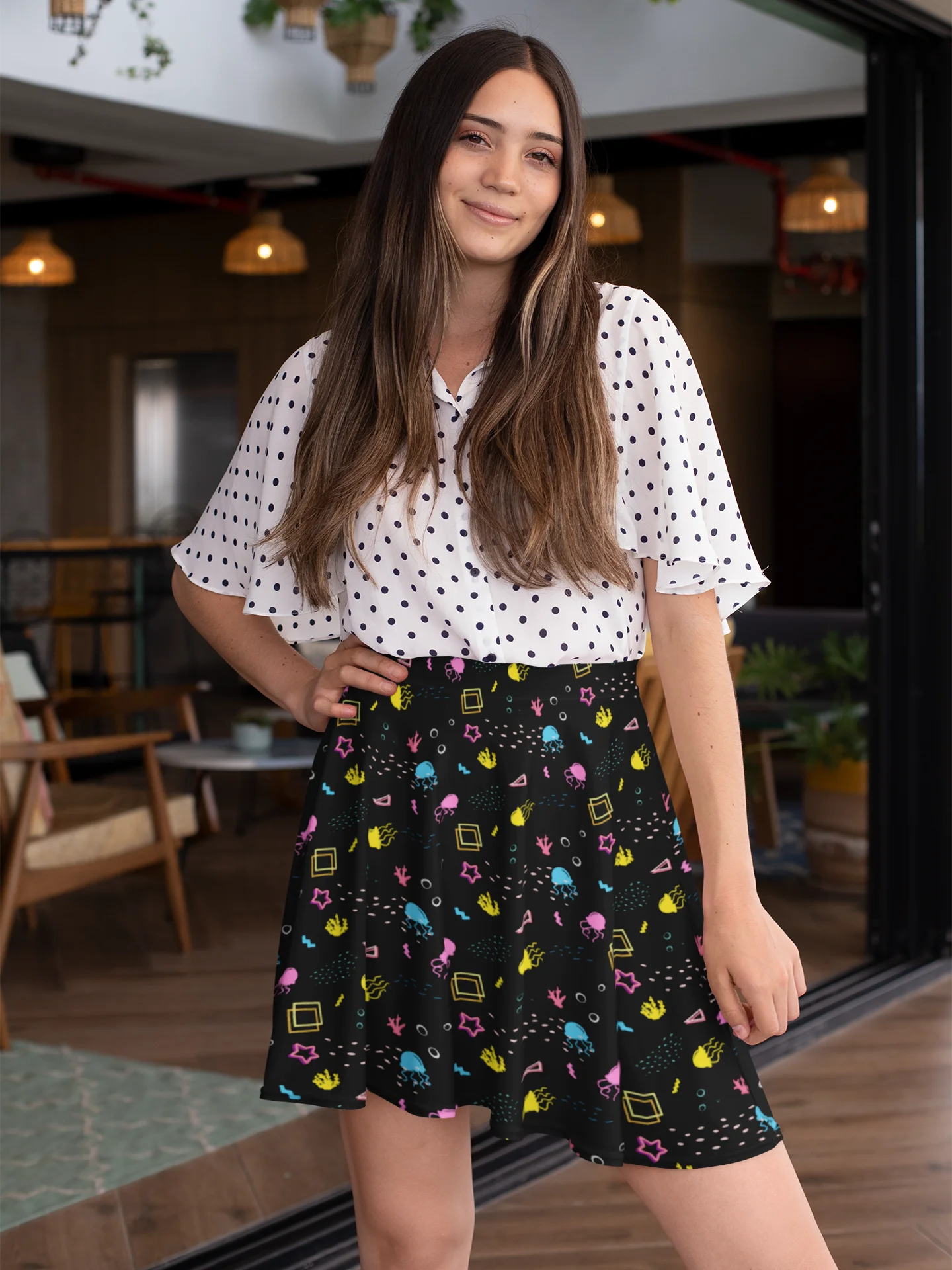 Shifty Seas dark pattern skater skirt product image (1)