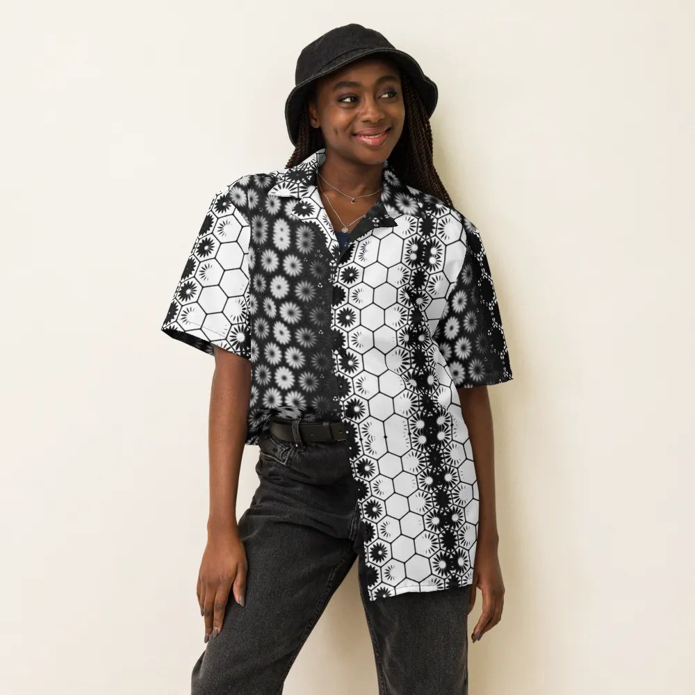 Button Up, Hawaiian Style, Black and White, Shirt product image (4)