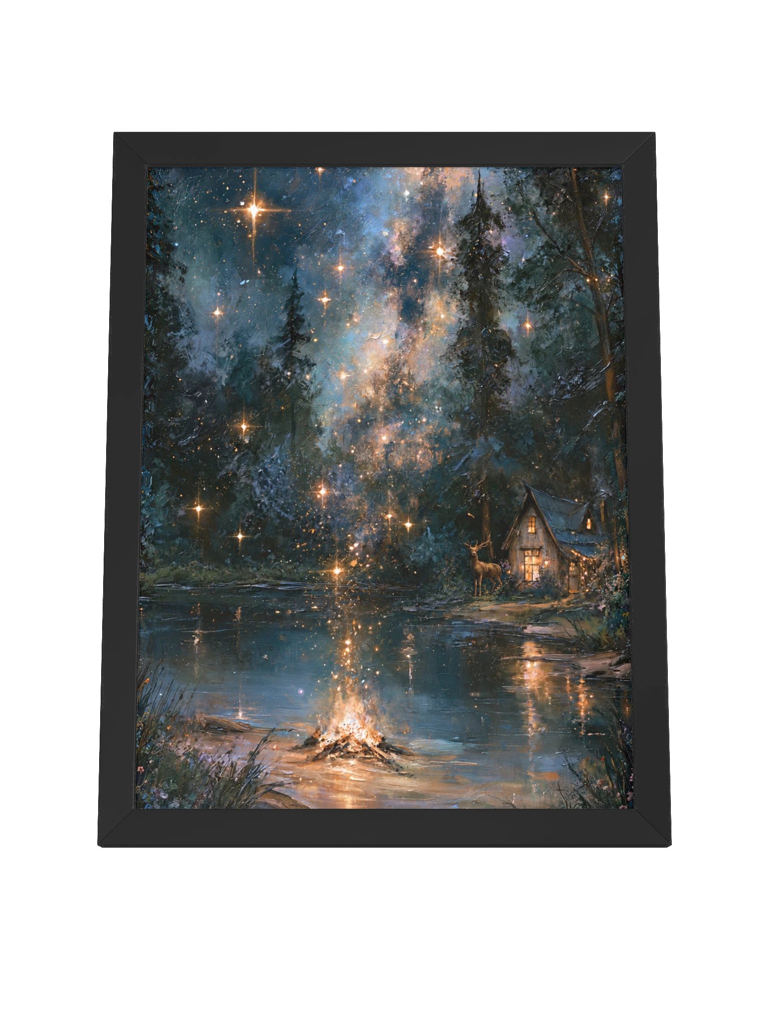 Starry Lakeside Cabin Framed Art Print — Starry Cabin product image (8)