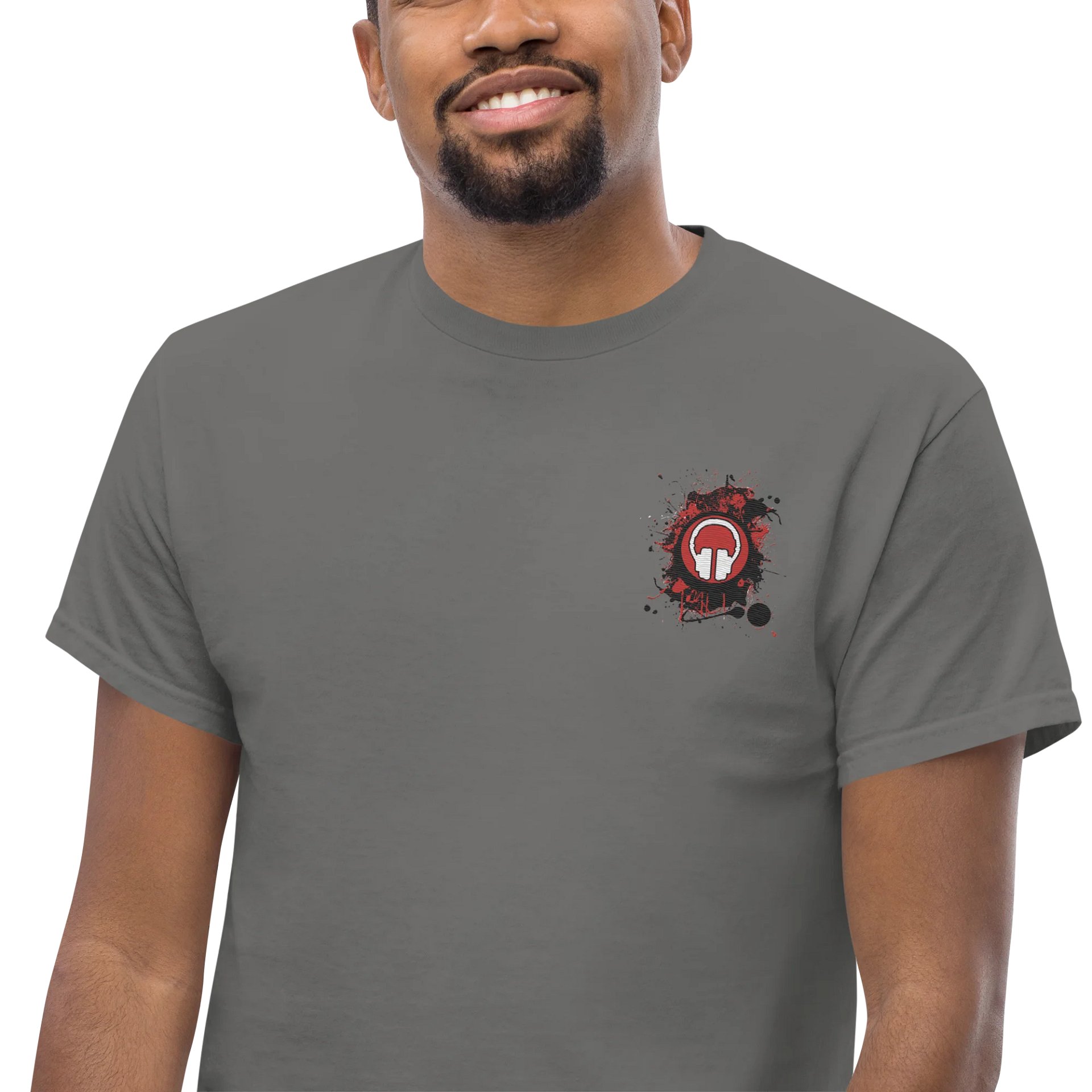 Paint Splat Headphones Embroidered Gildan Heavyweight T-Shirt product image (47)