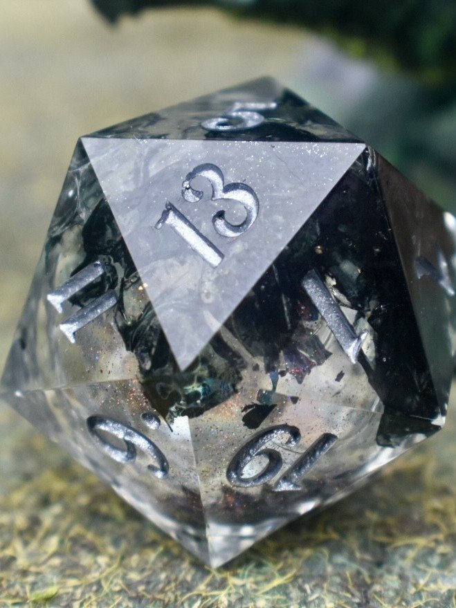 Skyborn Lightning—30mm Black Dragon Scale Liquid Core D20 product image (2)