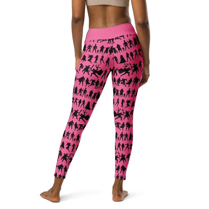 Heros Silhouettes Pattern PINK | All-Over Print Crossover Leggings with Pockets product image (2)