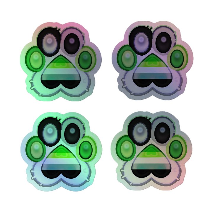 Aromantic Pride Paw Print Holographic Kiss Cut Sticker Sheet product image (2)