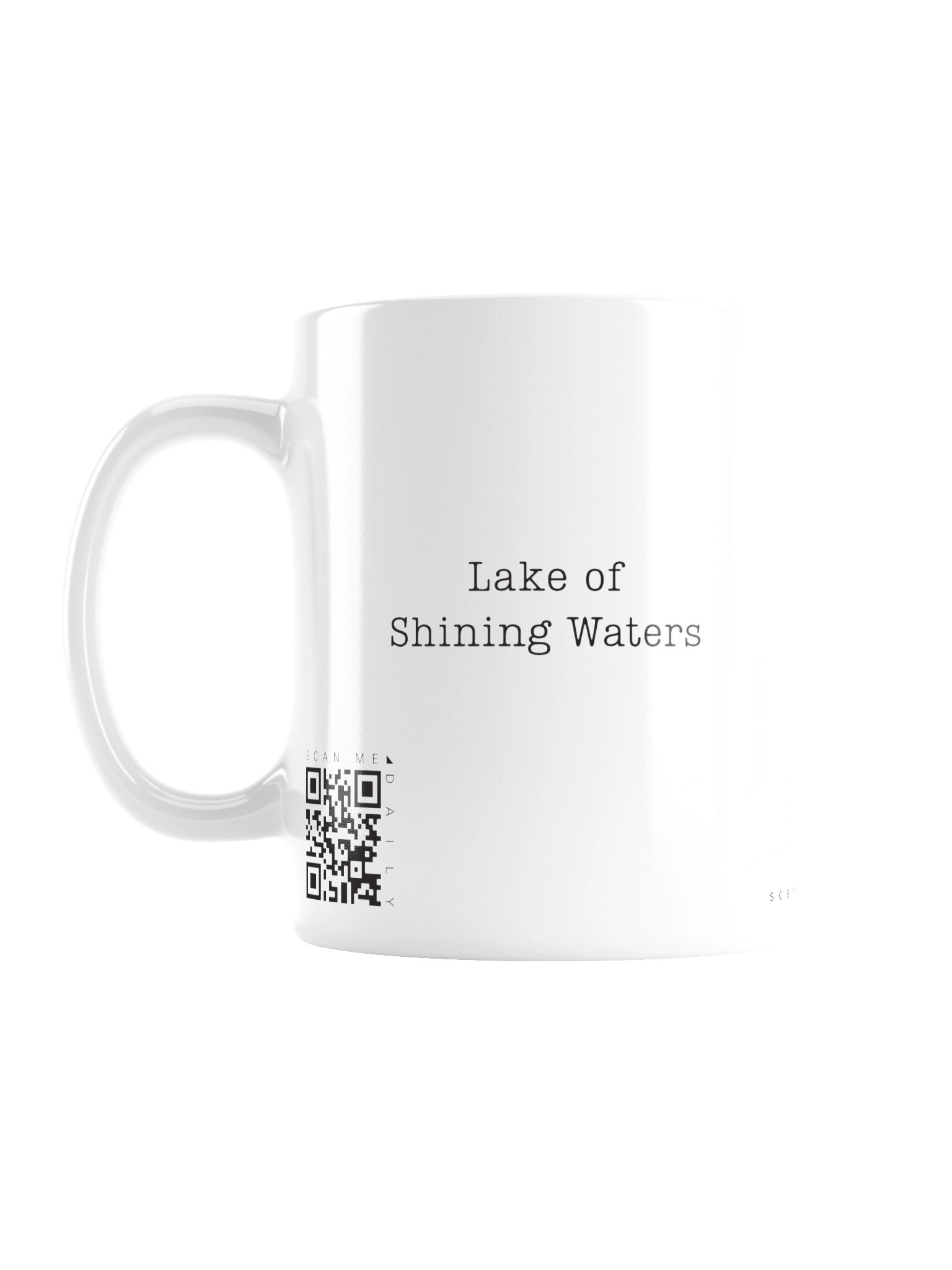 <i>Lake of Shining Waters</i> • QR Mug<br /> With 160 Daily Quotes<br /> <small>Quotes from beloved novel<br />Anne of Green Gables (1908)</small> product image (1)