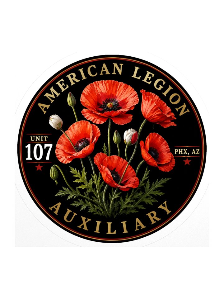 American Legion Auxiliary Unit 107 Poppy Emblem Sticker product image (2)