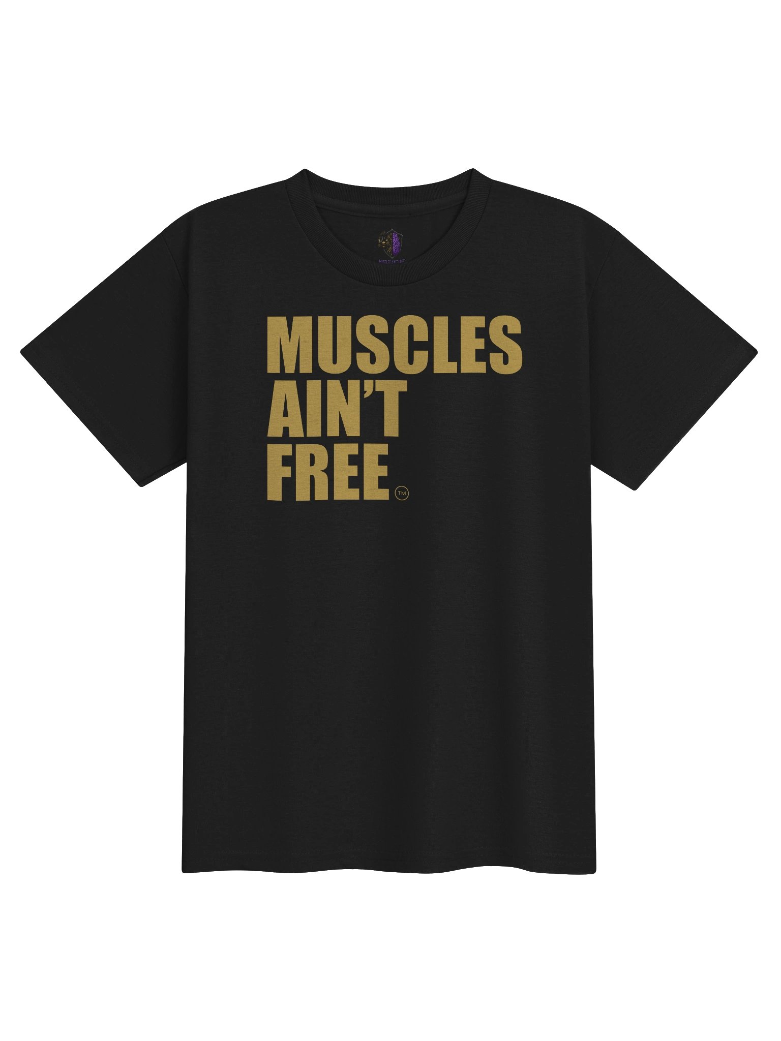 The "Muscles Ain't Free" Youth Minimalist Gold Performance Sport Tee product image (8)