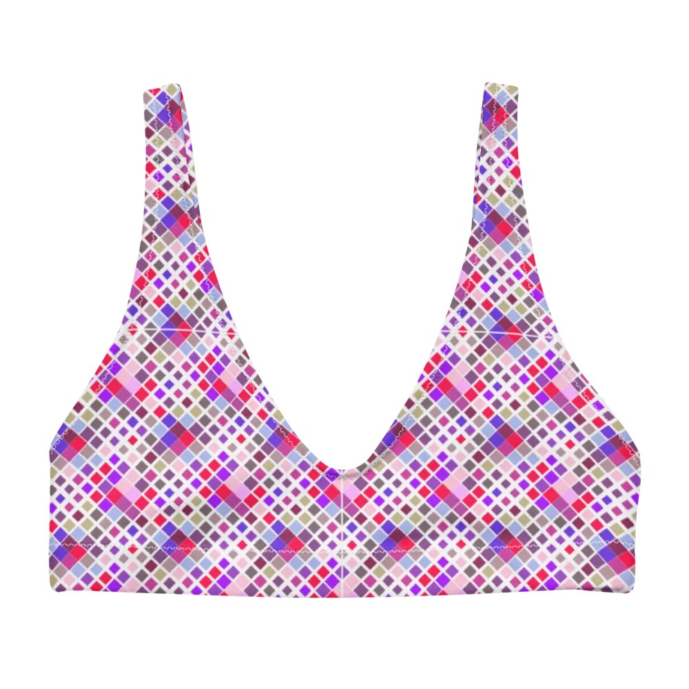 Colorful Square Pattern Design Padded Bikini Top product image (4)