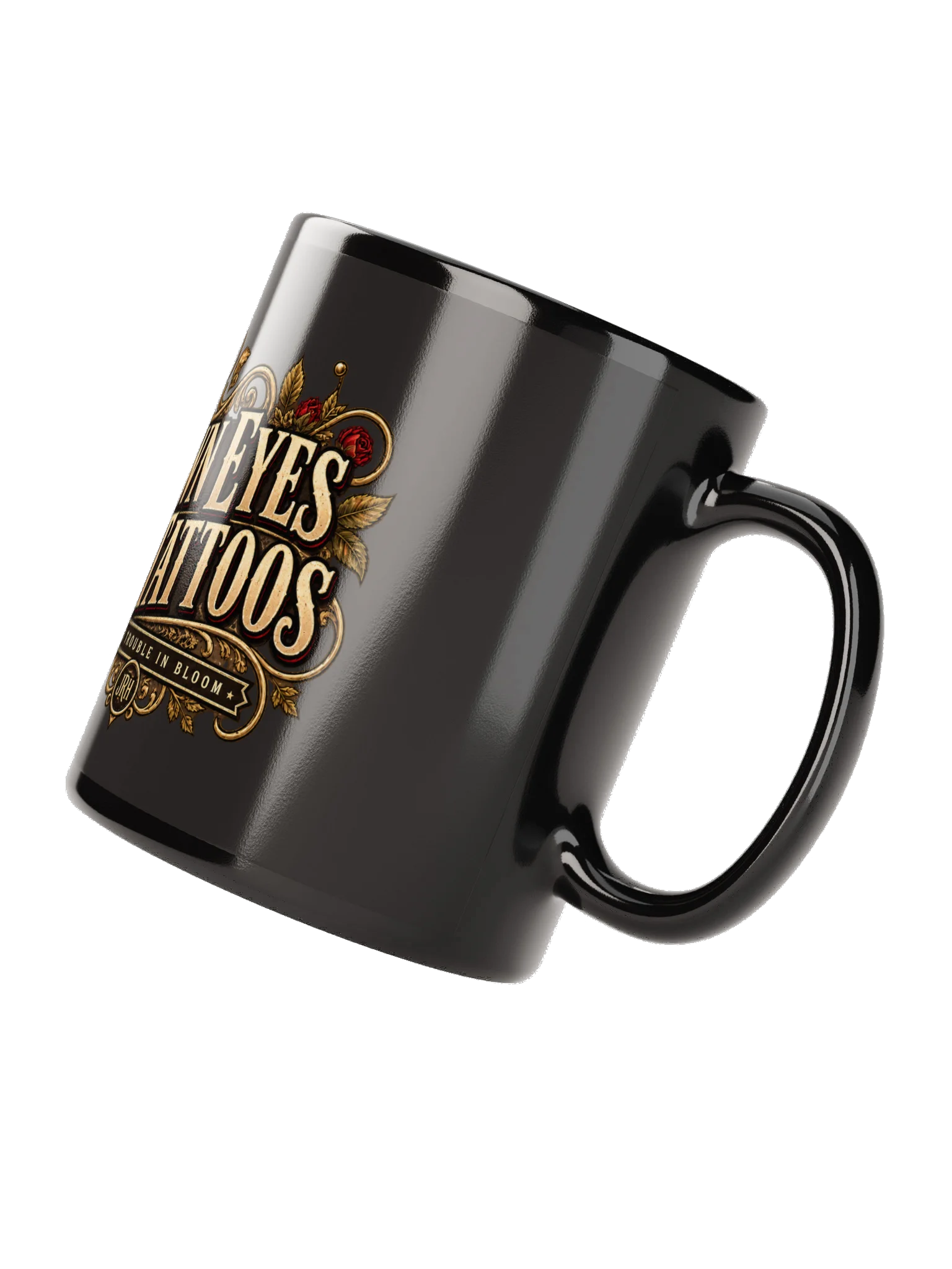 Brown Eyes & Tattoos Black Glossy Mug product image (7)