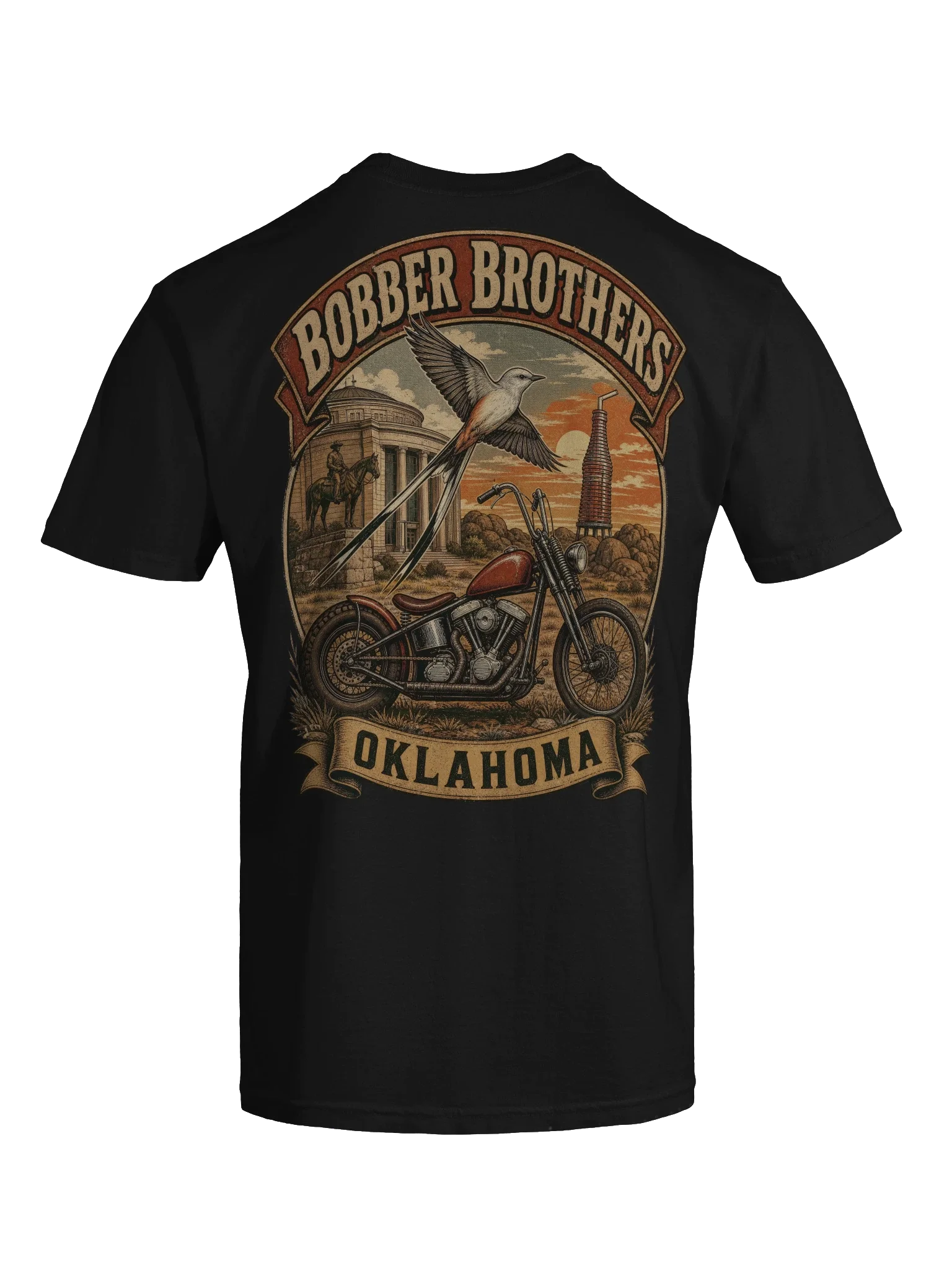 Oklahoma motorcycle t-shirt design by Bobber Brothers